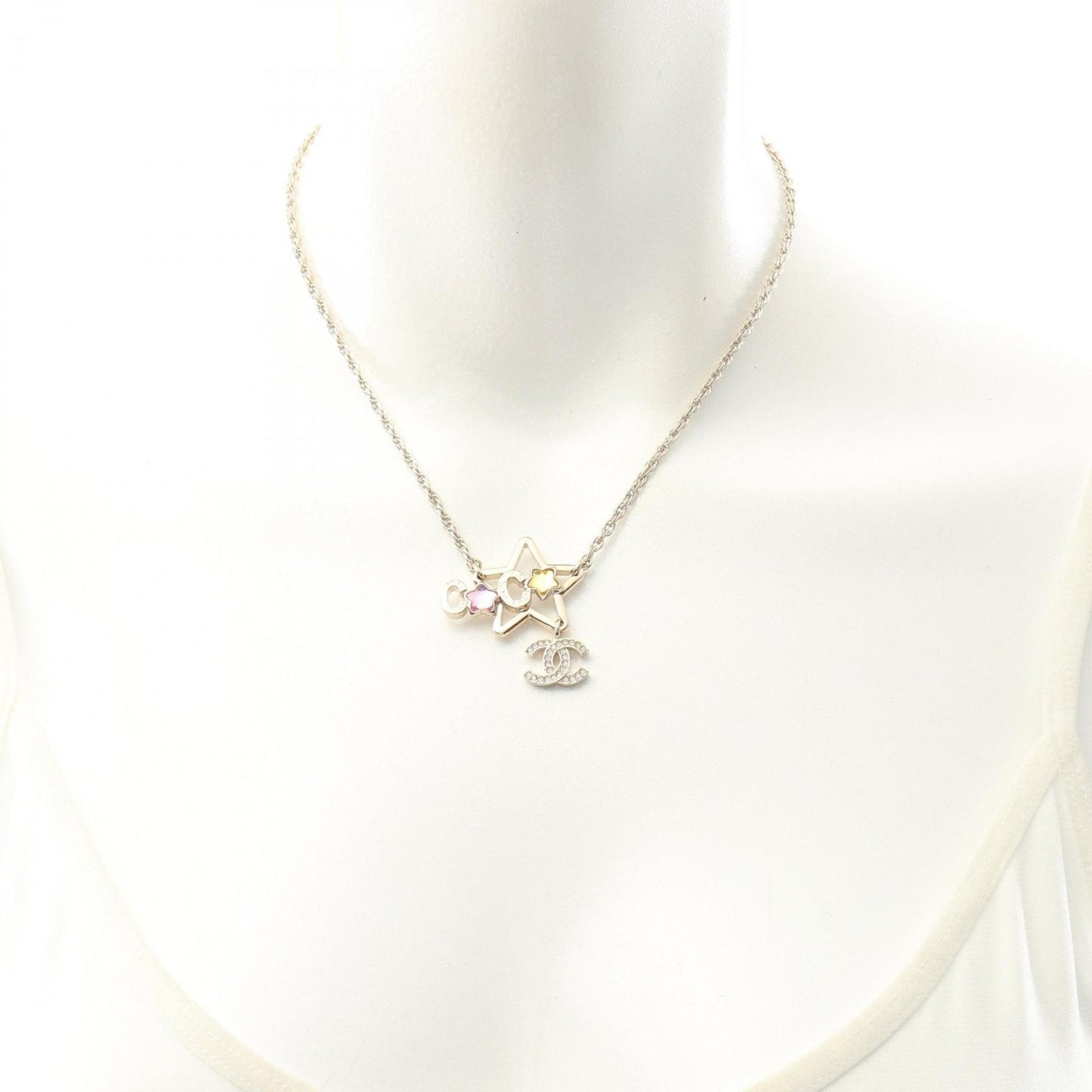 CHANEL Coco Mark Star Necklace with Gold-Plated Rhinestones, Multicolor, for Women