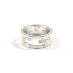 GUCCI Branded Cutout G Ring, Sterling Silver 925, 13.5cm, Unisex — Like New