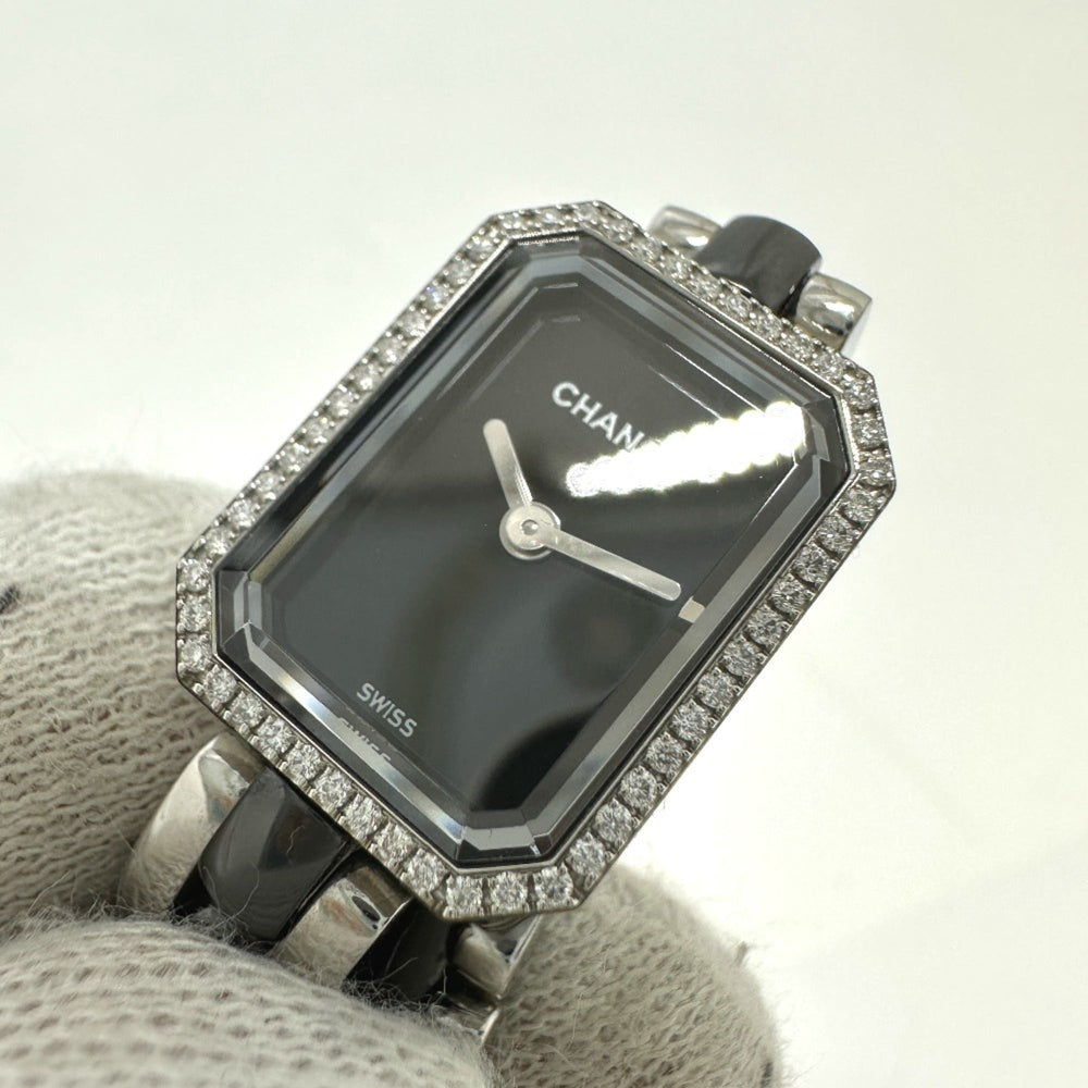 CHANEL Premiere Triple Bracelet Watch H3058 with Diamond Bezel, Stainless Steel/Ceramic, Black — Good