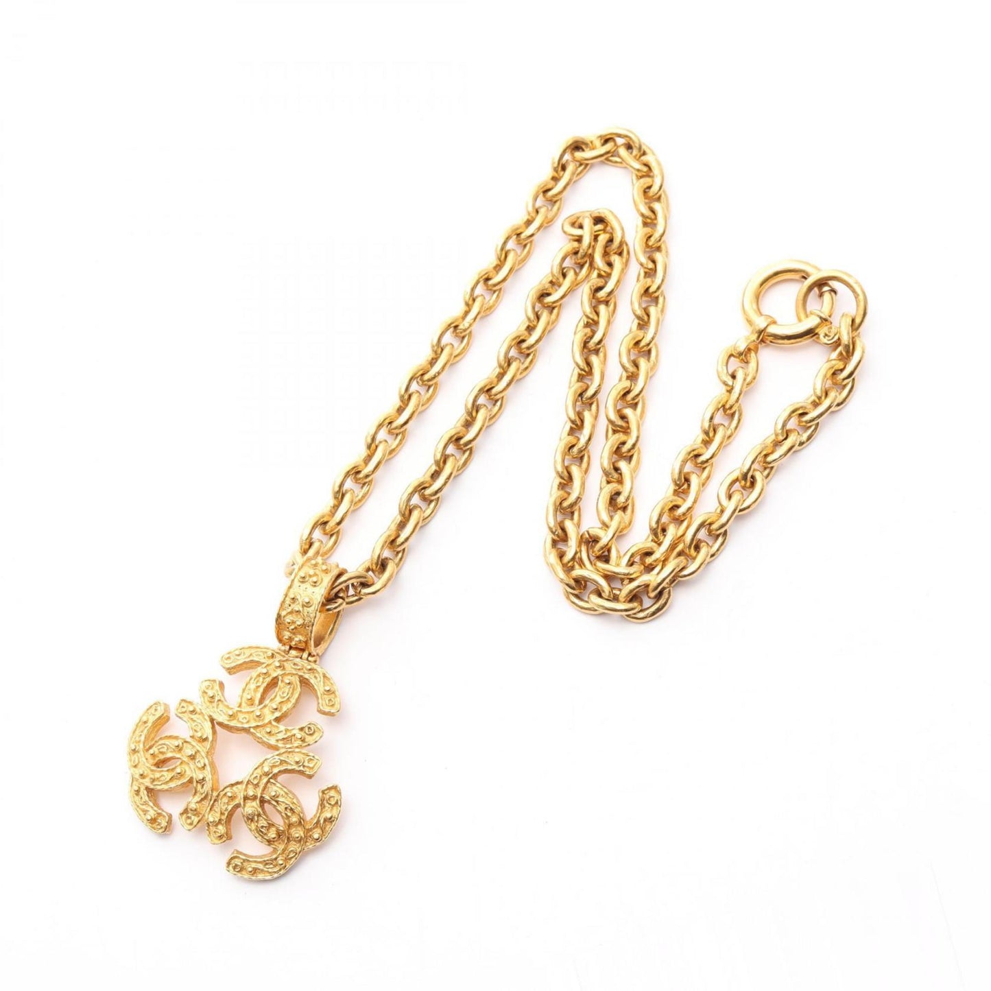 CHANEL Triple Coco Mark Necklace, Gold Plated, Women's