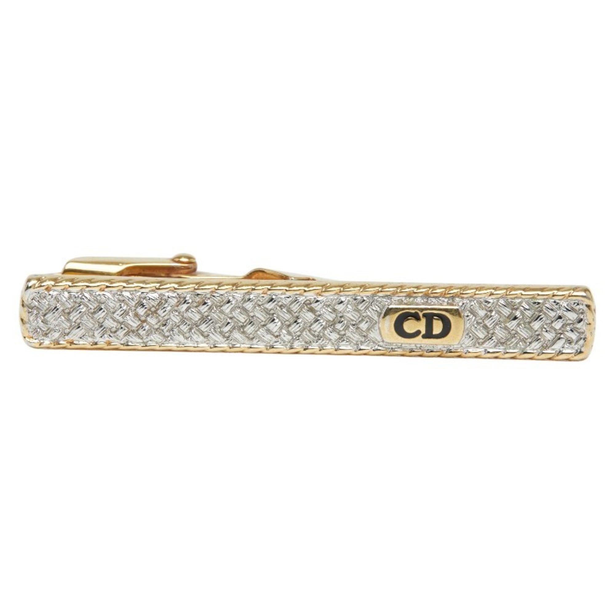 Dior CD logo clip tie clip, gold and silver plated, men's