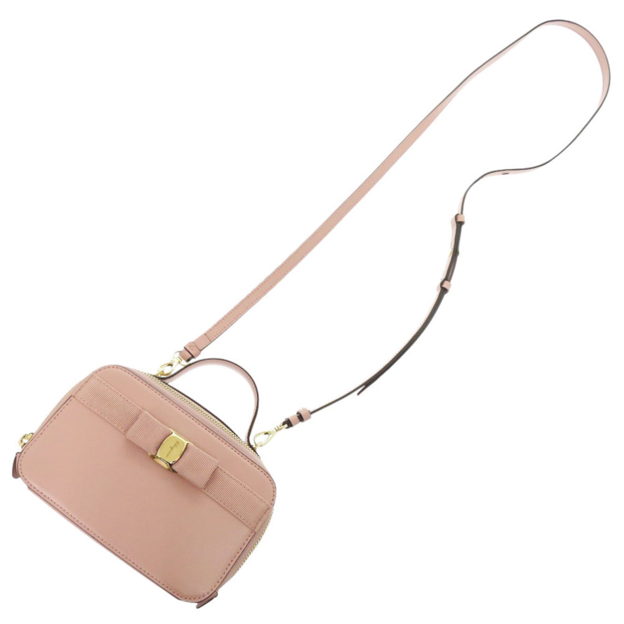 Excellent condition Salvatore Ferragamo 2-way Vara Ribbon leather pink shoulder bag 0588
