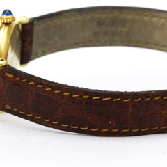 CARTIER Must Colisee Gold Plated Leather Quartz Ladies Watch 590002 — Good