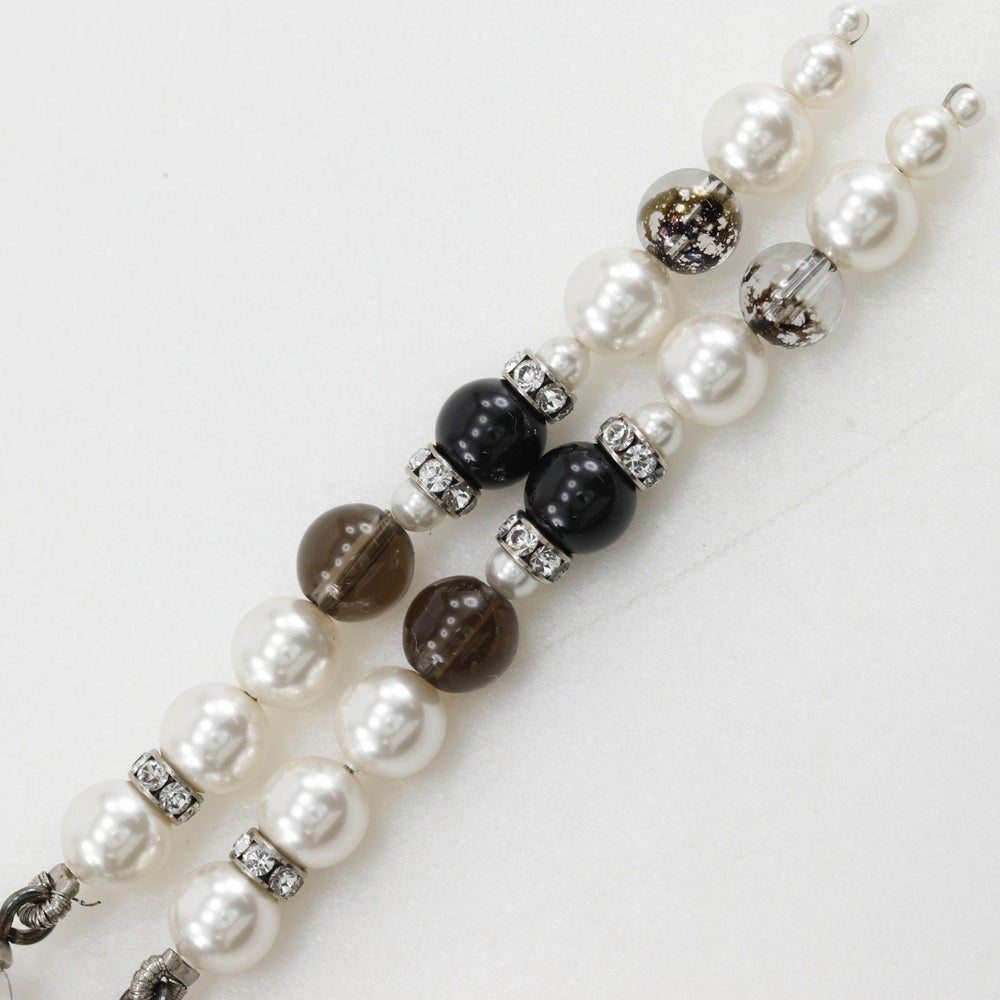 Chanel Coco Mark Earrings, Long, Metal x Faux Pearl Rhinestone, 2019 Model, Silver, A19K Gold, Approx. 11.0g, Women's — Like New