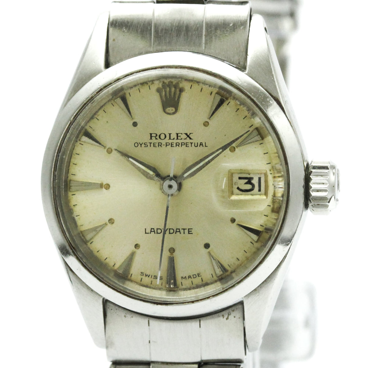 ROLEX Oyster Perpetual Date 6516 Steel Automatic Ladies Watch Vintage — Good