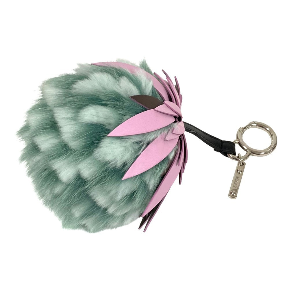 FENDI Pineapple Motif Pom-Pom Fur Charm, Light Green, Women's — Like New