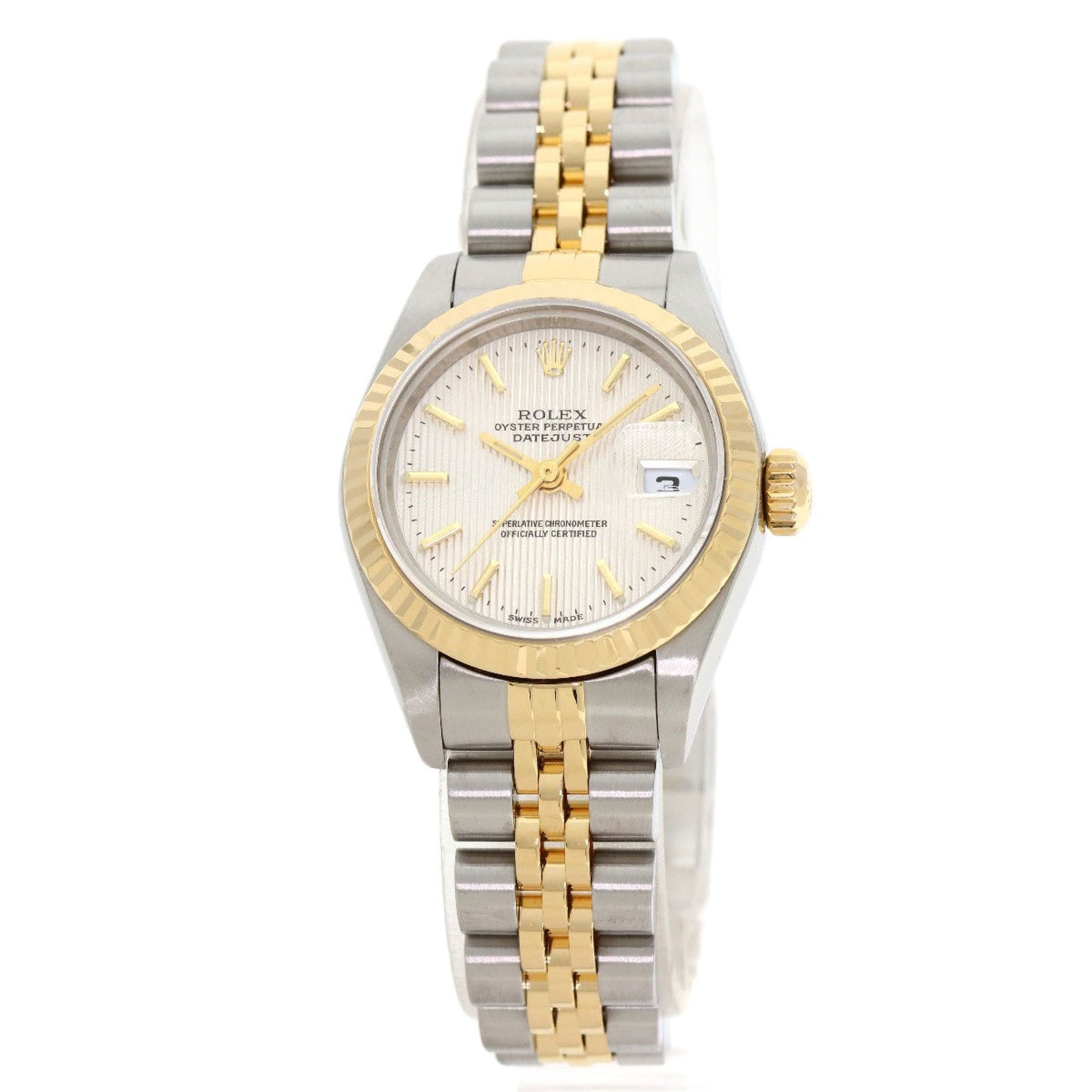 Rolex 79173 Datejust Silver Tapestry Watch Stainless Steel SSxK18YG Ladies ROLEX