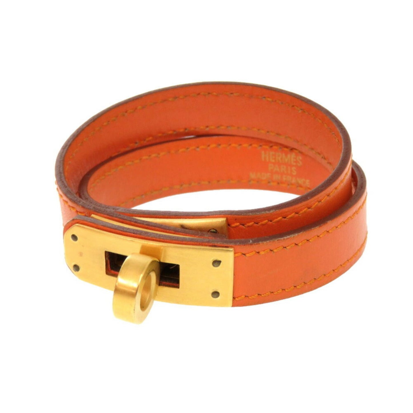 Hermes Kelly Double Tour Swift Orange G Stamped Bracelet 0902 HERMES