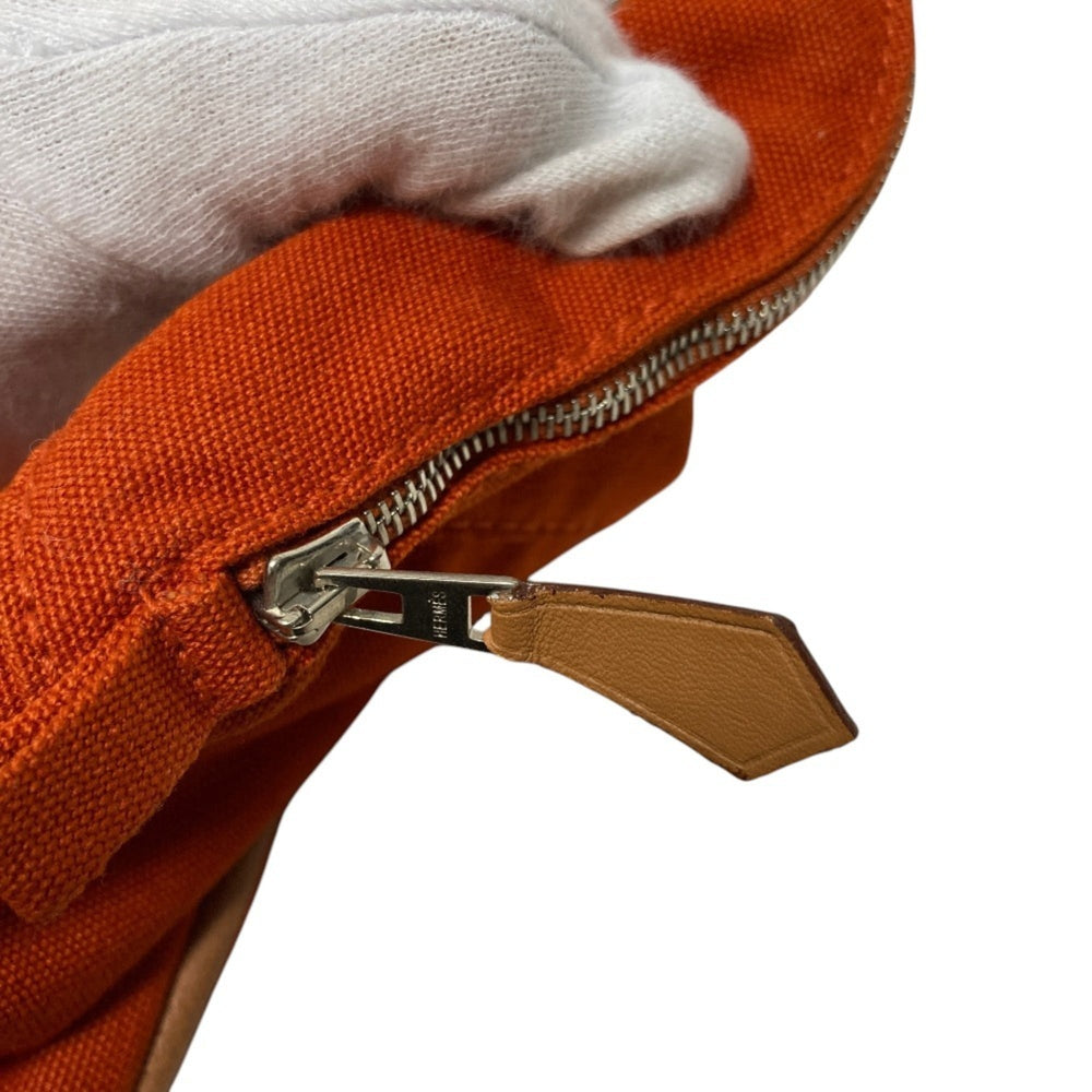 HERMES Bolide 31 Canvas Pouch, Orange, Women's — Like New