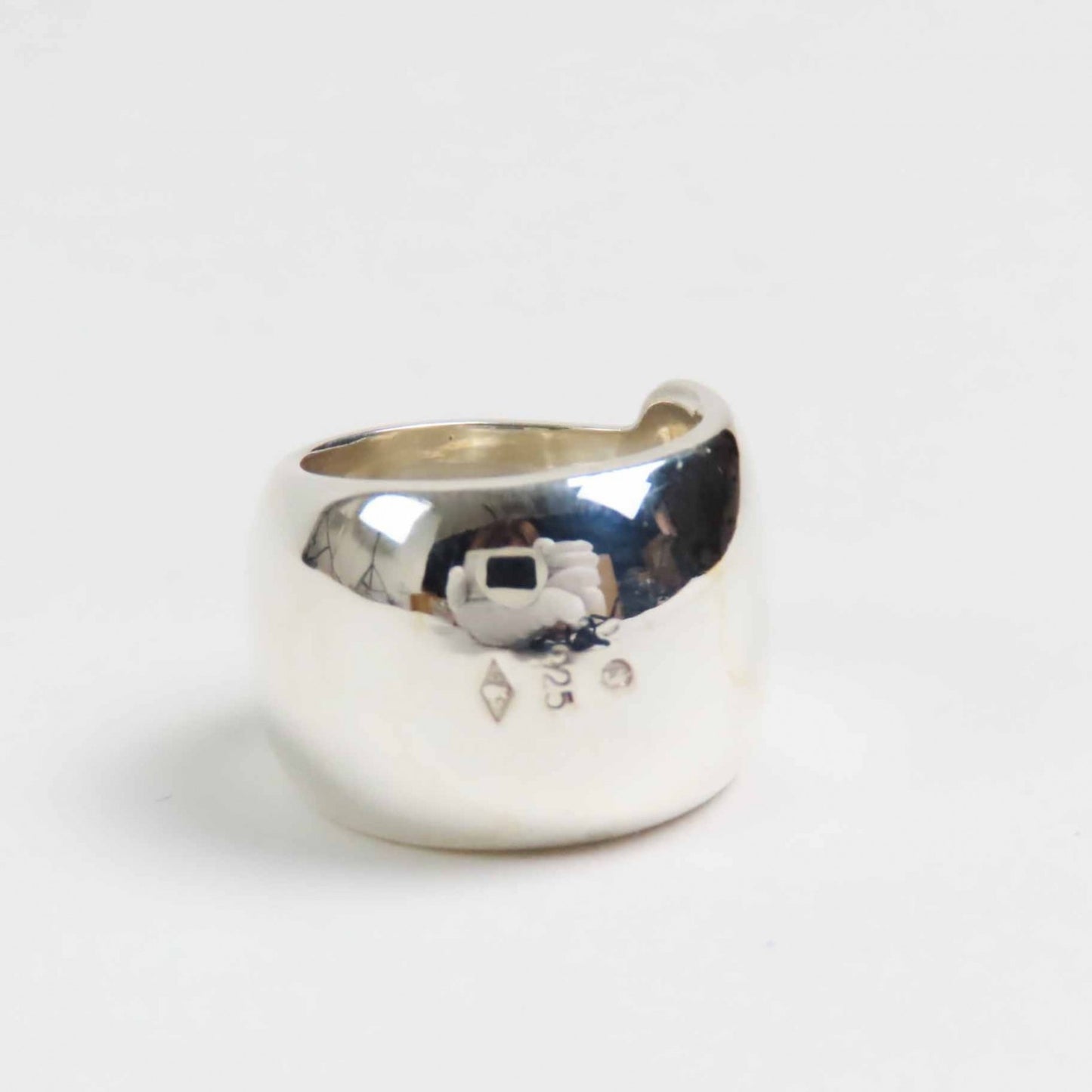 CHANEL Vintage Logo Ring, SV925 Silver, 18g, Women's