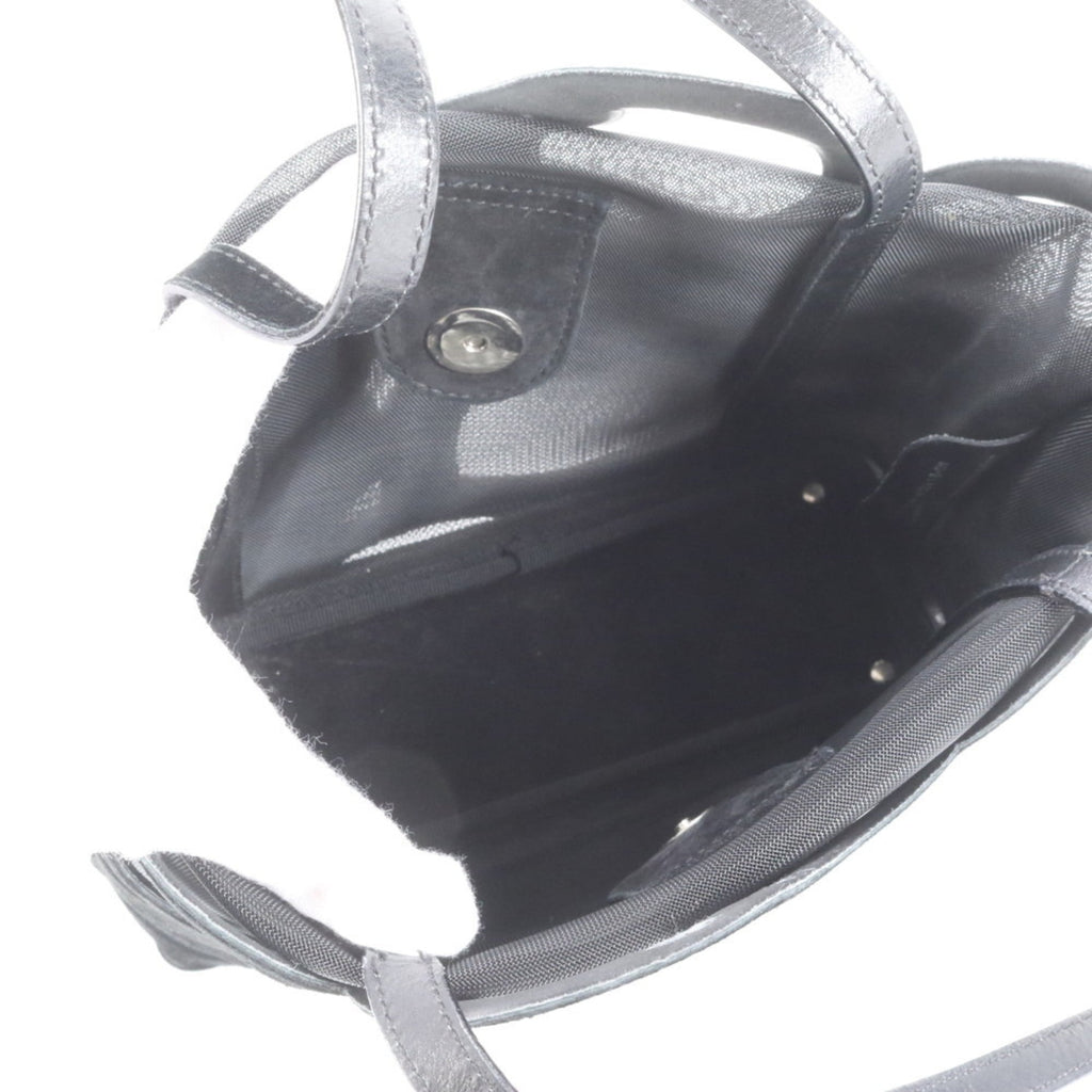 Salvatore Ferragamo mesh leather tote bag, shoulder handbag, black, women's