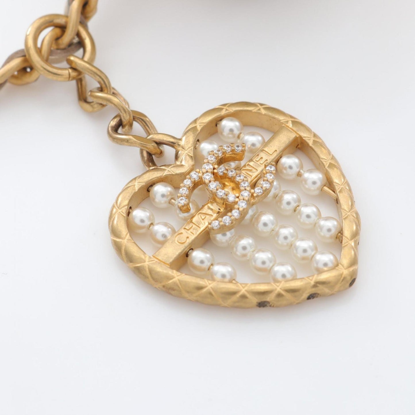 CHANEL Matelasse Classic Charm Accessory, Lambskin Leather, Women's, Gold