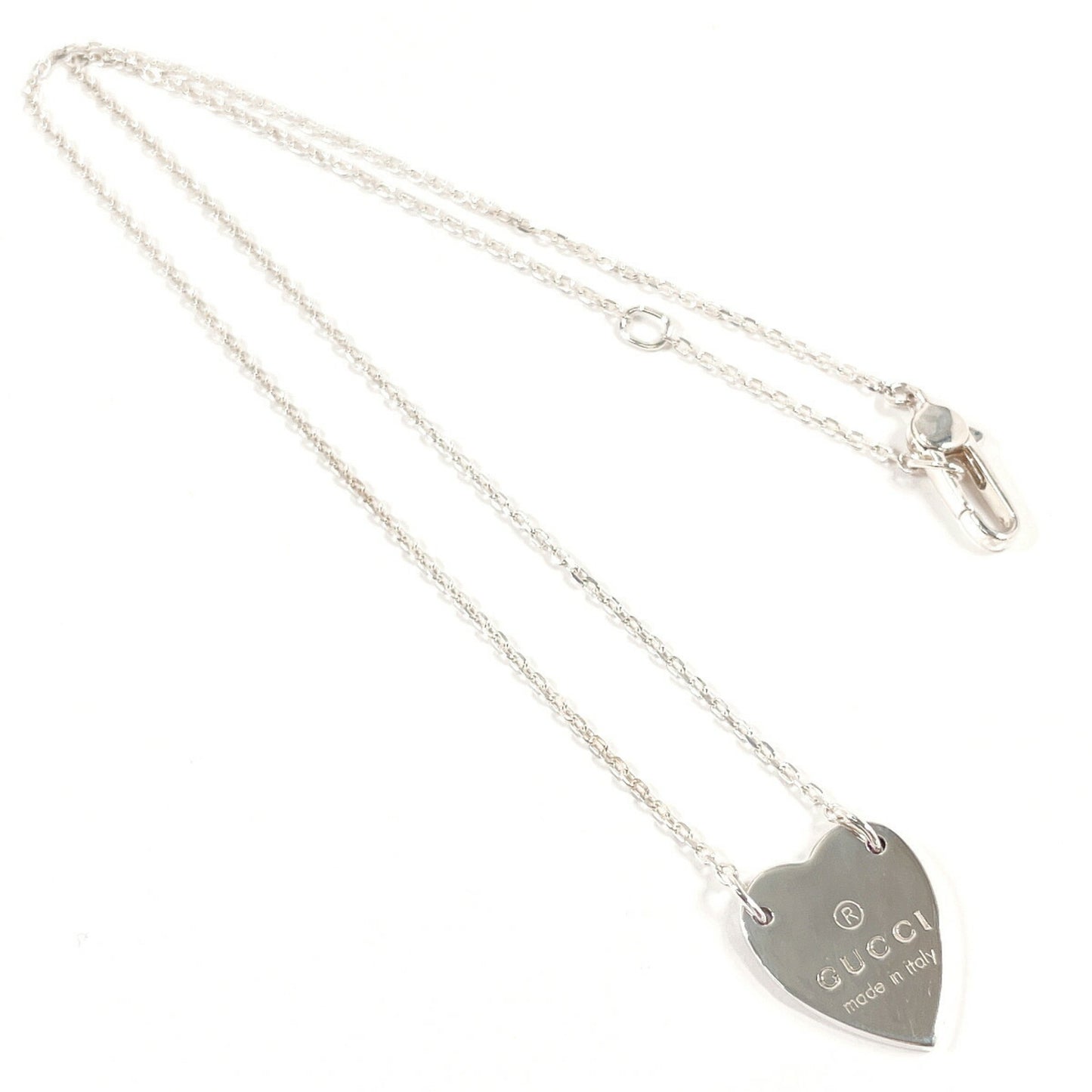 GUCCI Trademark Heart Necklace 223512 J8400 8106, 925 Sterling Silver, Women's