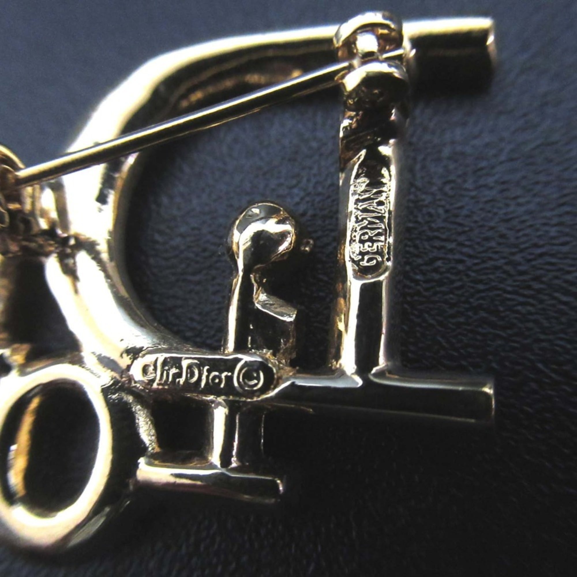 Christian Dior Vintage Logo Brooch GP Gold Color Women's