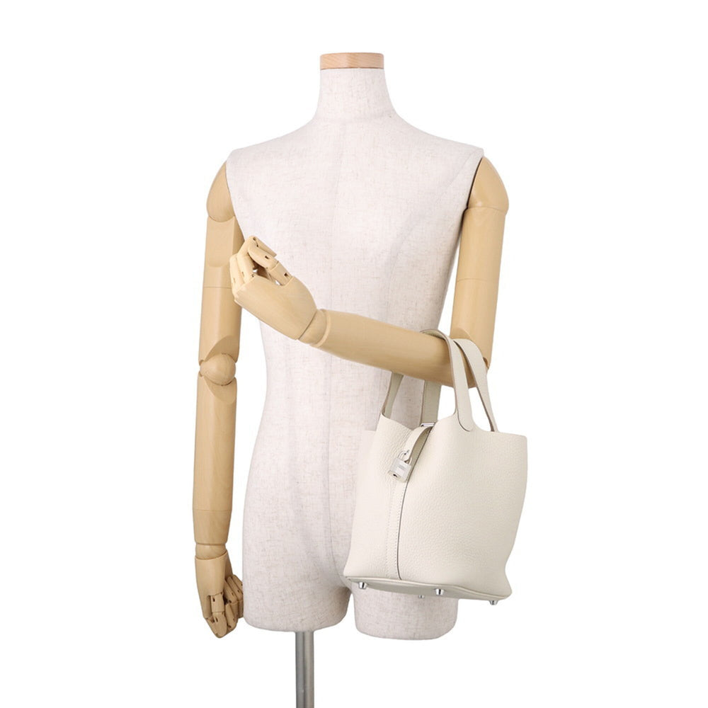 Hermes Picotin Lock PM Handbag, Craie Taurillon Clemence Leather, K Stamp, HERMES Tote Bag, Lock, Women's — Like New