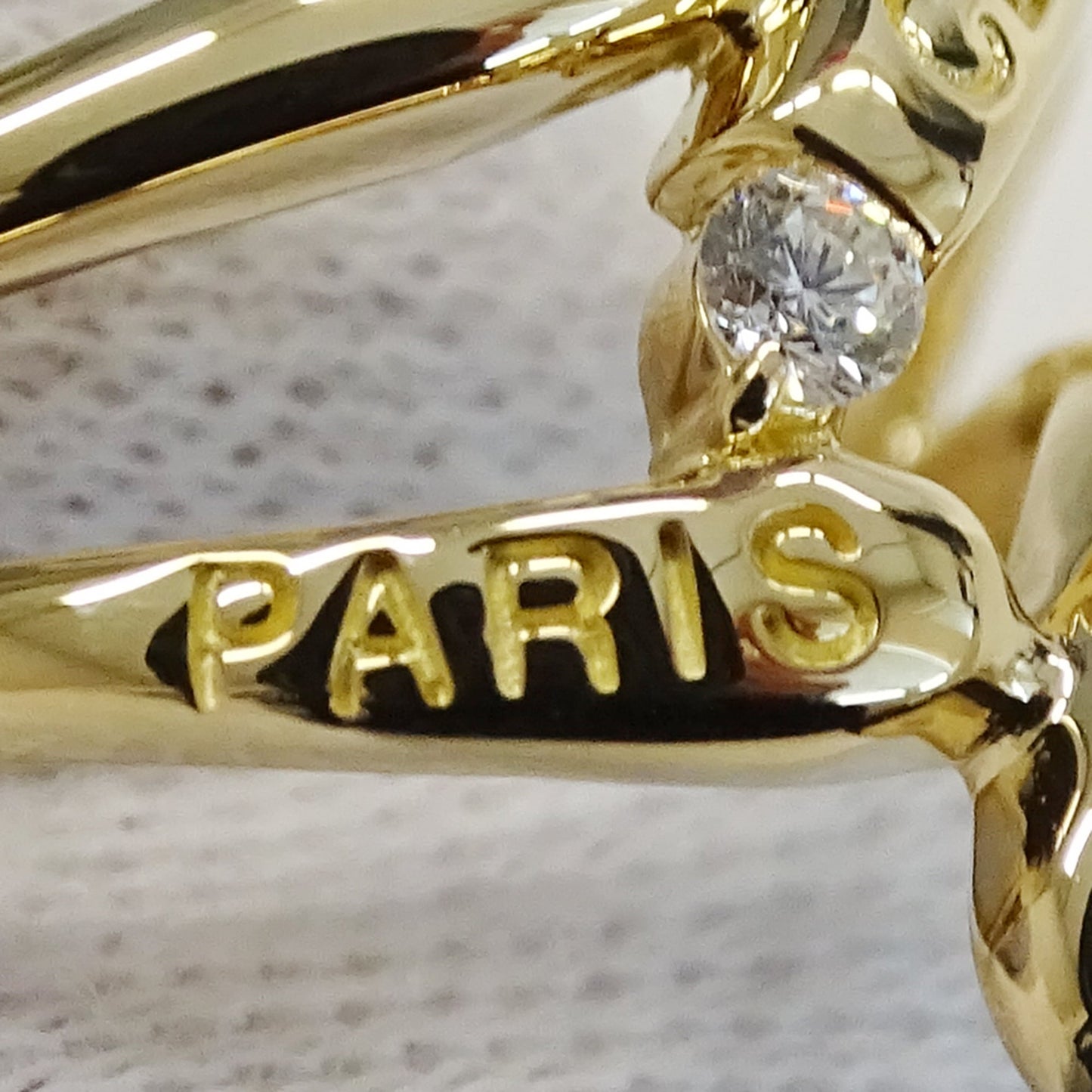 Celine women's ring, 750YG yellow gold with diamonds, D0.07, polished.