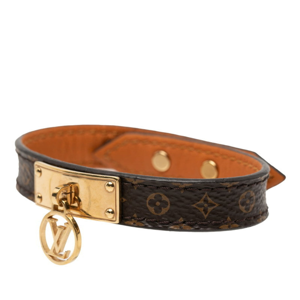 Louis Vuitton Monogram Logomania Bracelet M4150F Brown Leather Women's LOUIS VUITTON