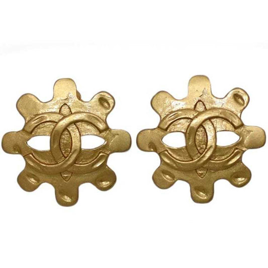 Chanel Earrings f-22316 Gold Coco Mark GP 95 P CHANEL Women's Men's Ear Point Engraved Clip