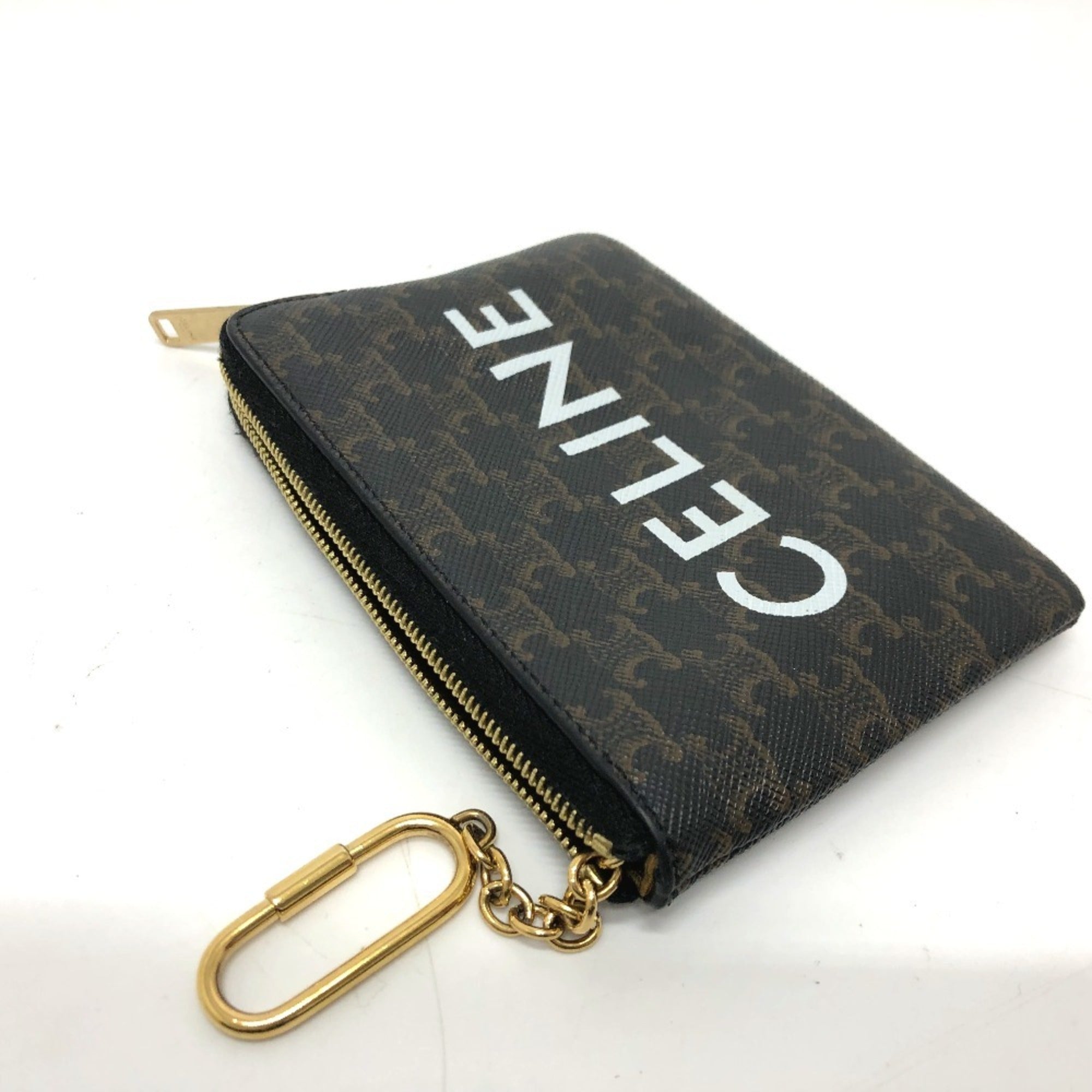 CELINE Triomphe Coin Case 10C662CA2 PVC/Leather Unisex Brown