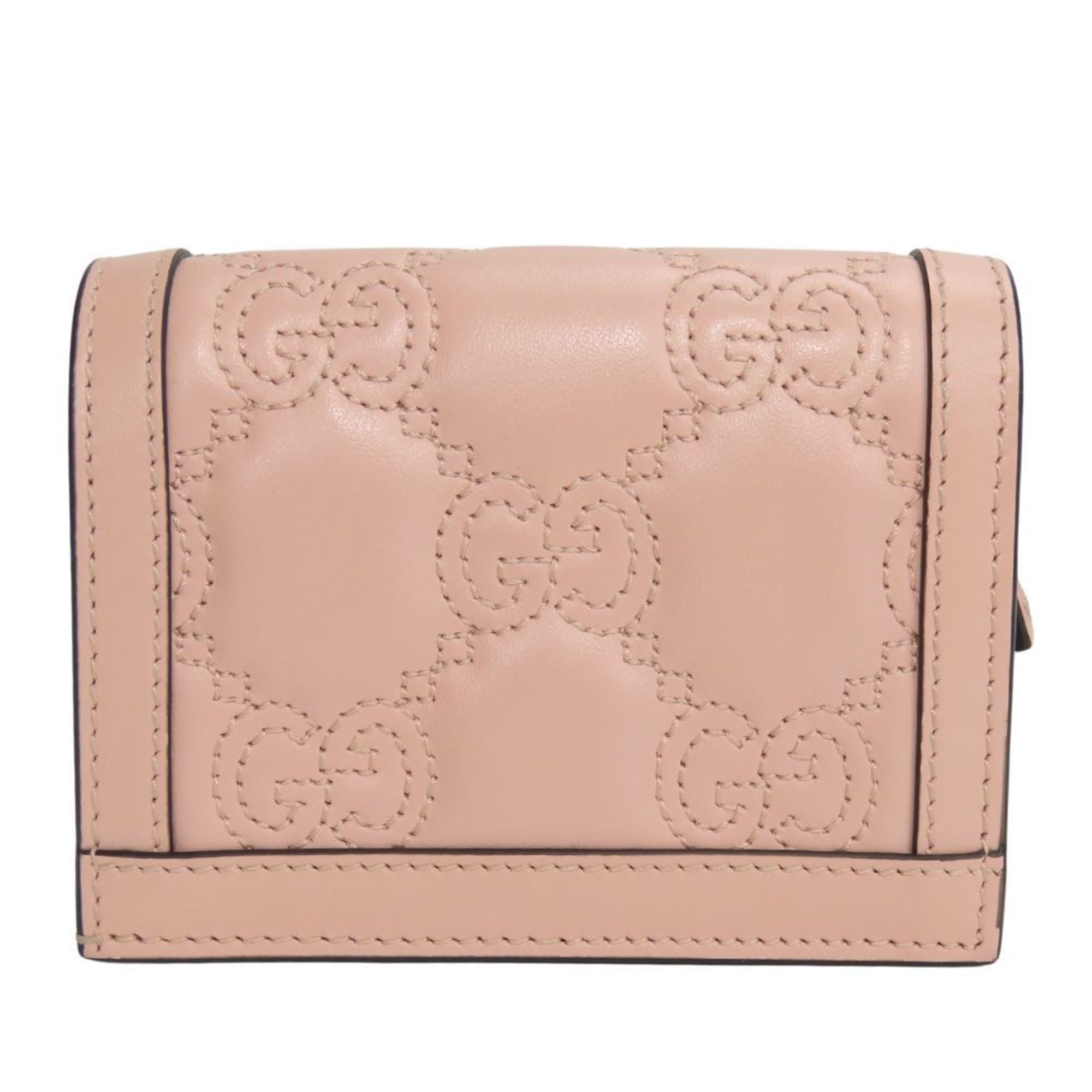 Gucci Bi-fold Wallet 723786 GG Matelasse Leather Pink Compact Women's GUCCI