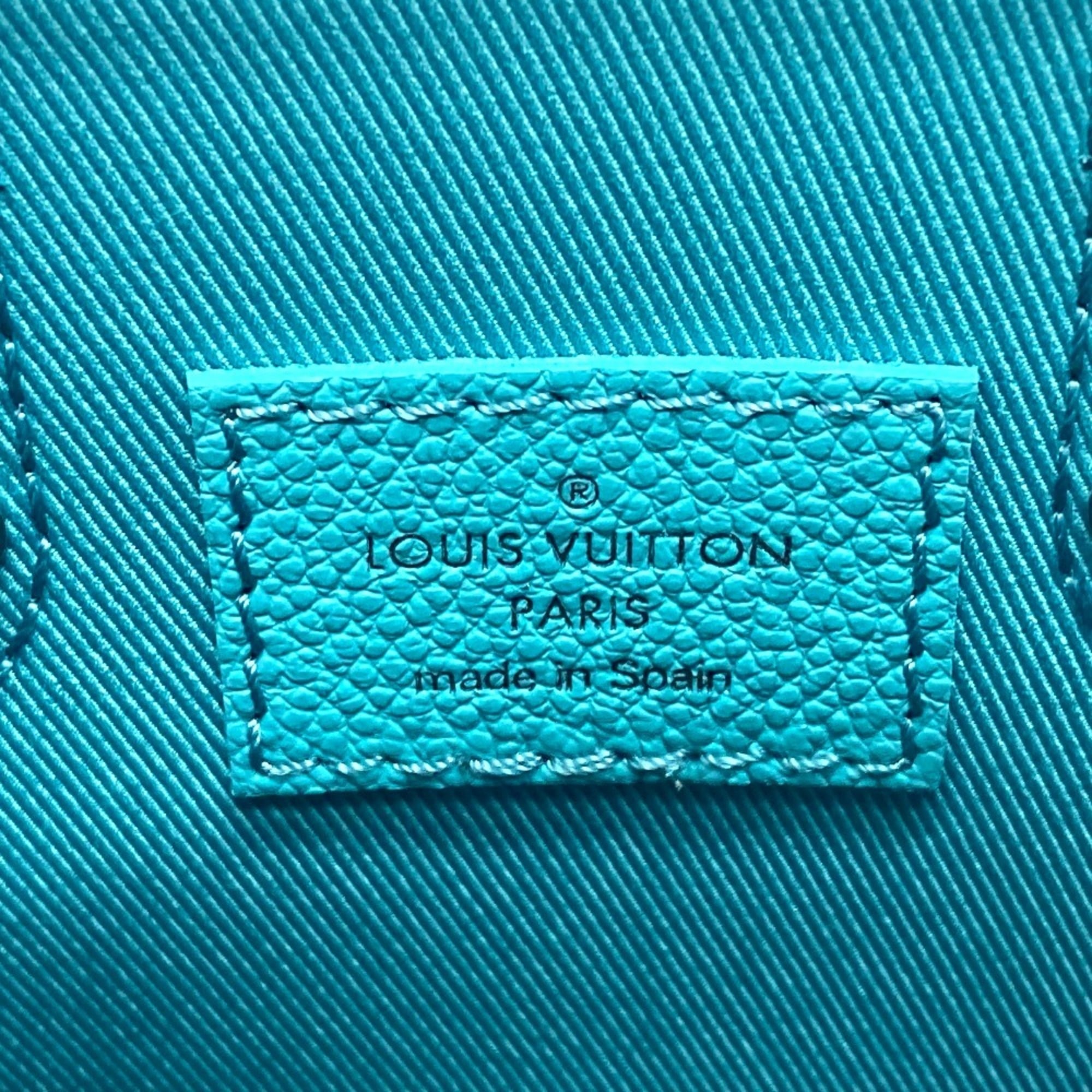 LOUIS VUITTON N60495 Damier Checkerboard Sac Plat XS Shoulder Bag Leather Women's Turquoise Blue E-220413-6 — New - Store Return