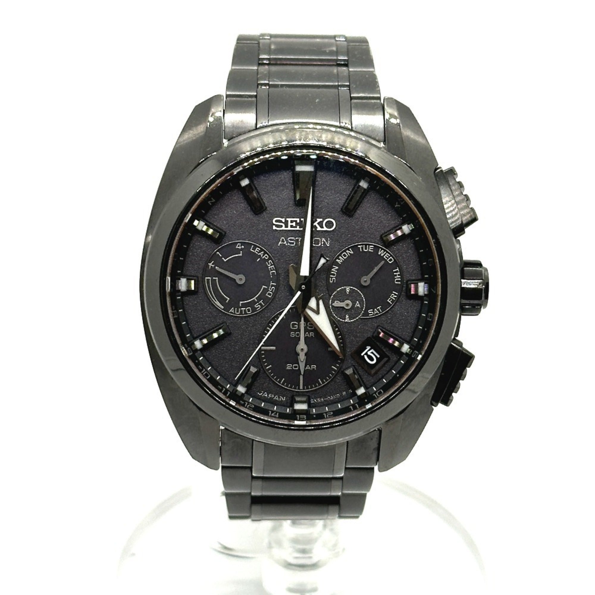 Seiko SBXC069/5X53-0AV0 Astron Global Line Day Date GPS Solar Radio-Controlled Wristwatch Titanium Men's Black — Good