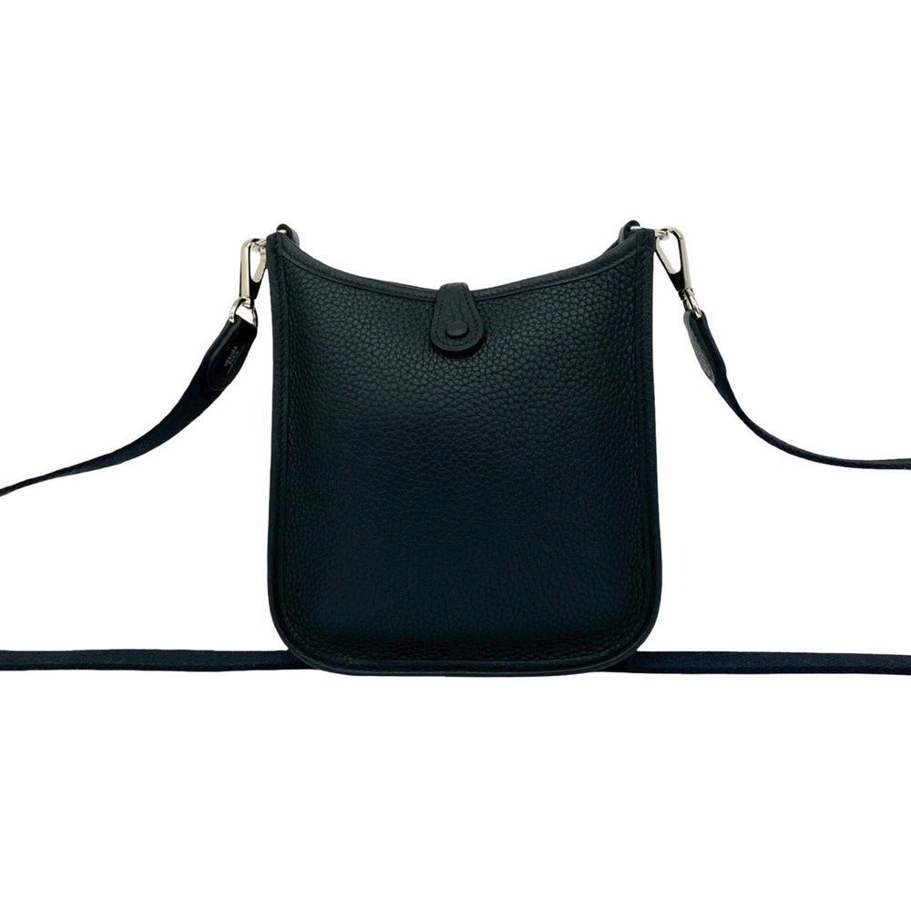 Unused U-stamped HERMES Evelyn TPM Taurillon Clemence Leather Mini Shoulder Bag in Black 64620 — Like New