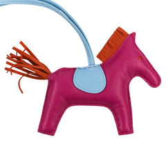 HERMES Rodeo MM Leather Accessory Bag Charm, Agneau Milo Purple Light Blue, Women's — Like New