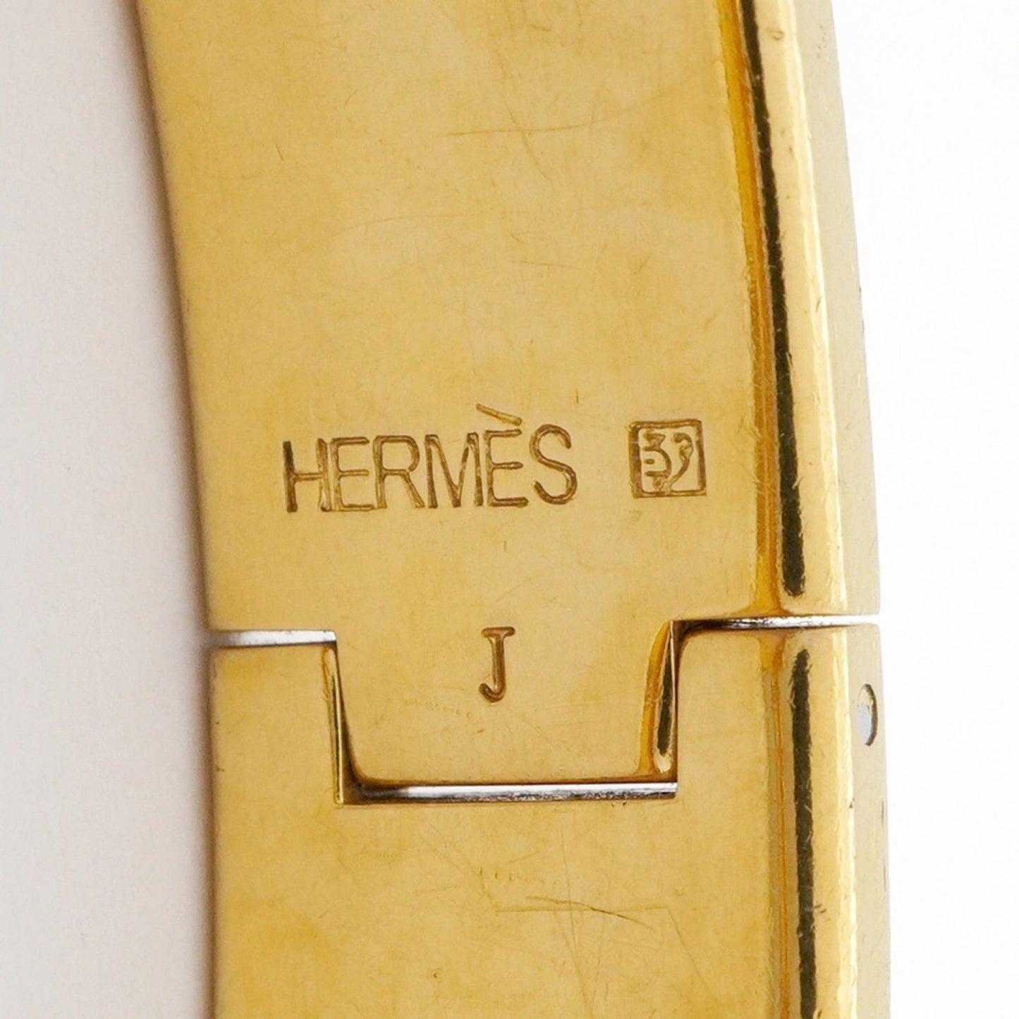 Hermes Hermès Click Clack PM Bangle, GP Plated Gold, Pink Beige, Women's