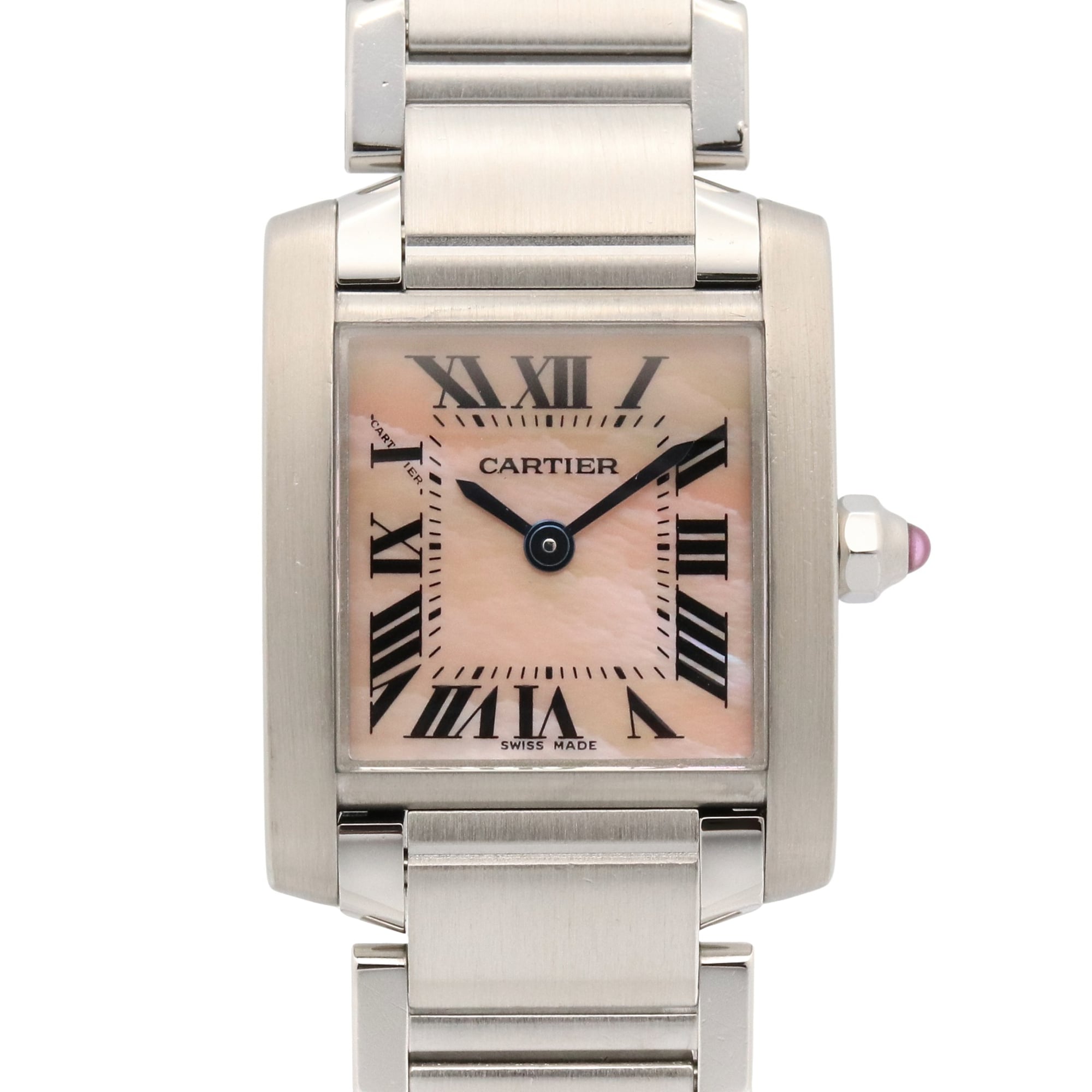 Cartier Tank Française SM Watch, Stainless Steel, Ladies, Pink/Pink Shell, W51028Q3 — Very Good