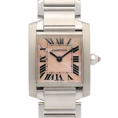 Cartier Tank Française SM Watch, Stainless Steel, Ladies, Pink/Pink Shell, W51028Q3 — Very Good