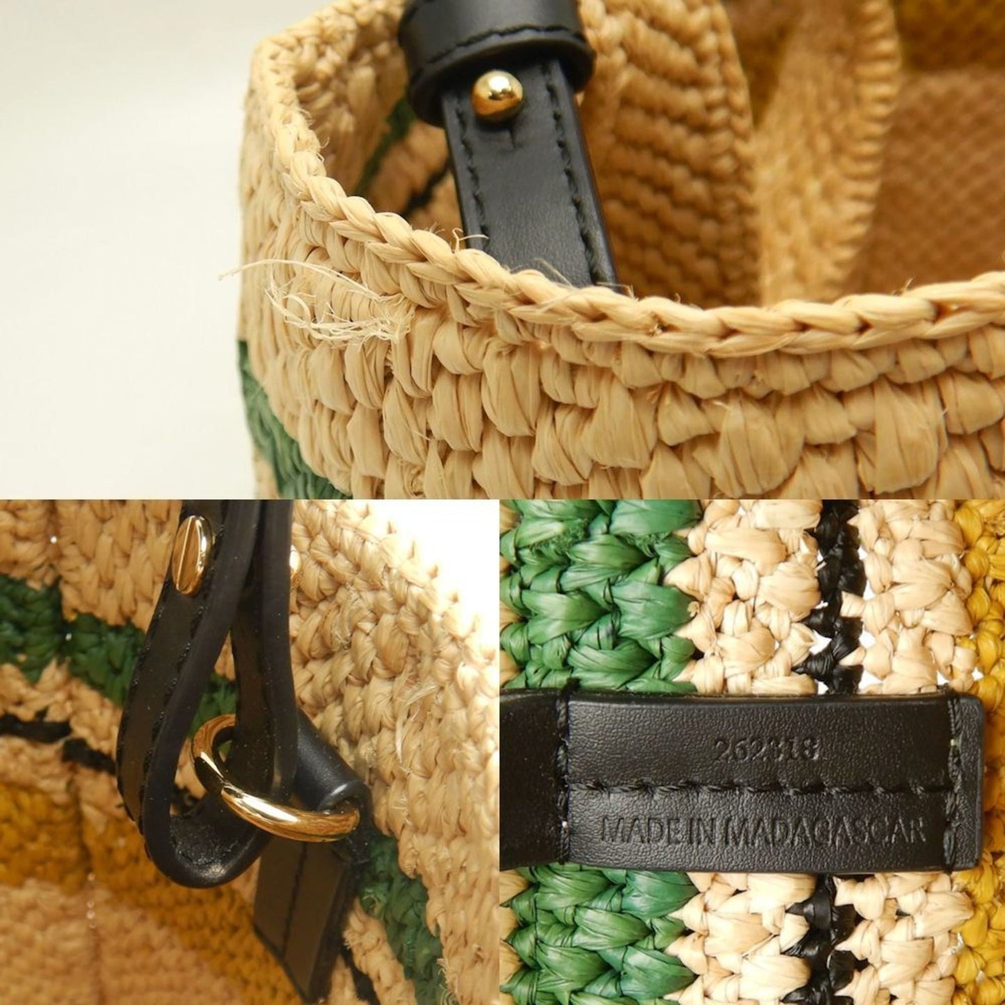 LOEWE Font Stripe Tote Bag A685B61X04 in Natural Raffia, Women's, 253423