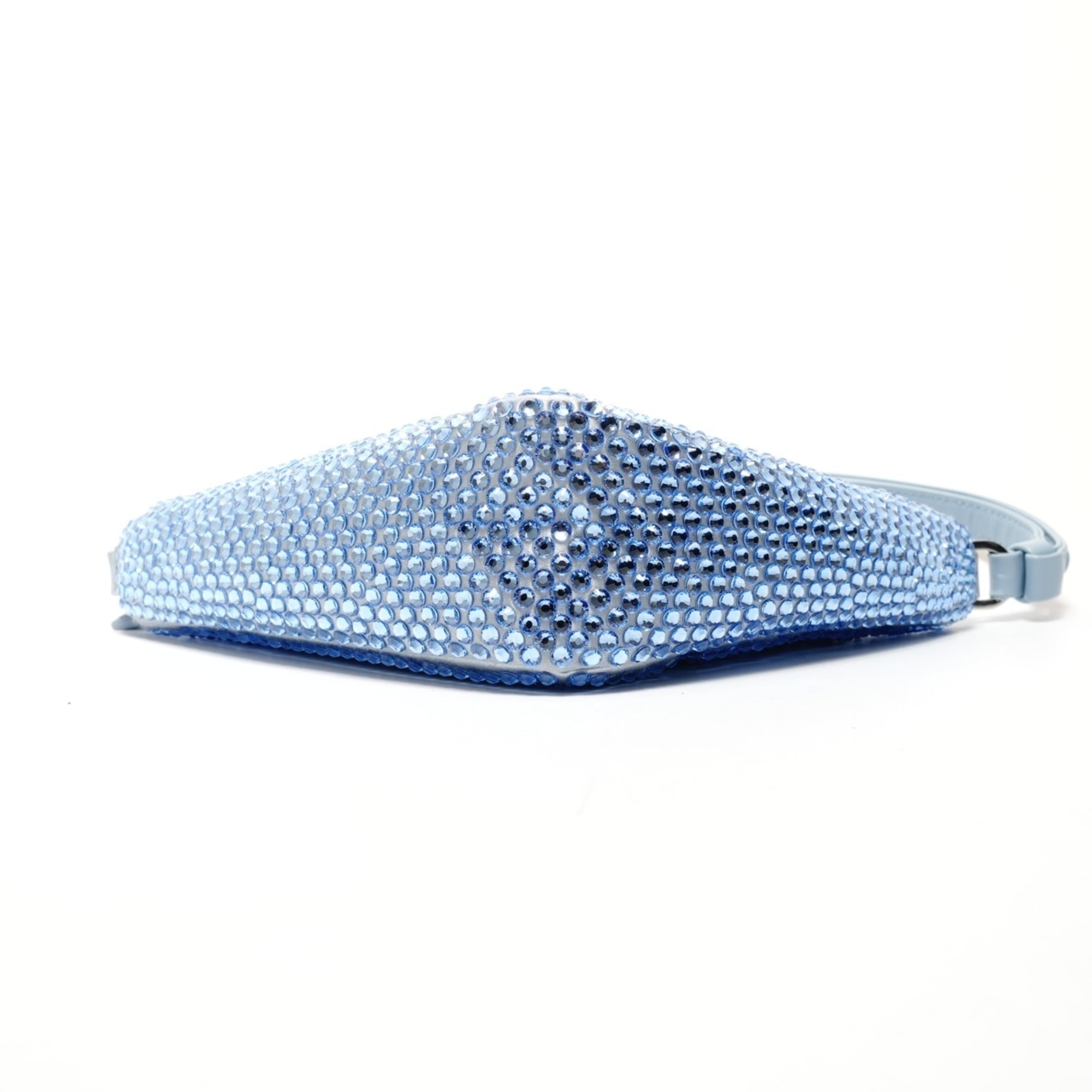 Prada Rhinestone Satin Crystal Triangle 2-Way Shoulder Bag in Blue