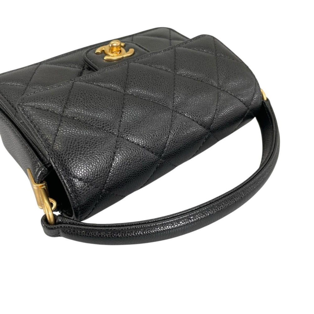 Chanel CHANEL Handbag Flap Bag Caviar Skin Matelassé Handle Mini Leather AS5164 Black — Like New