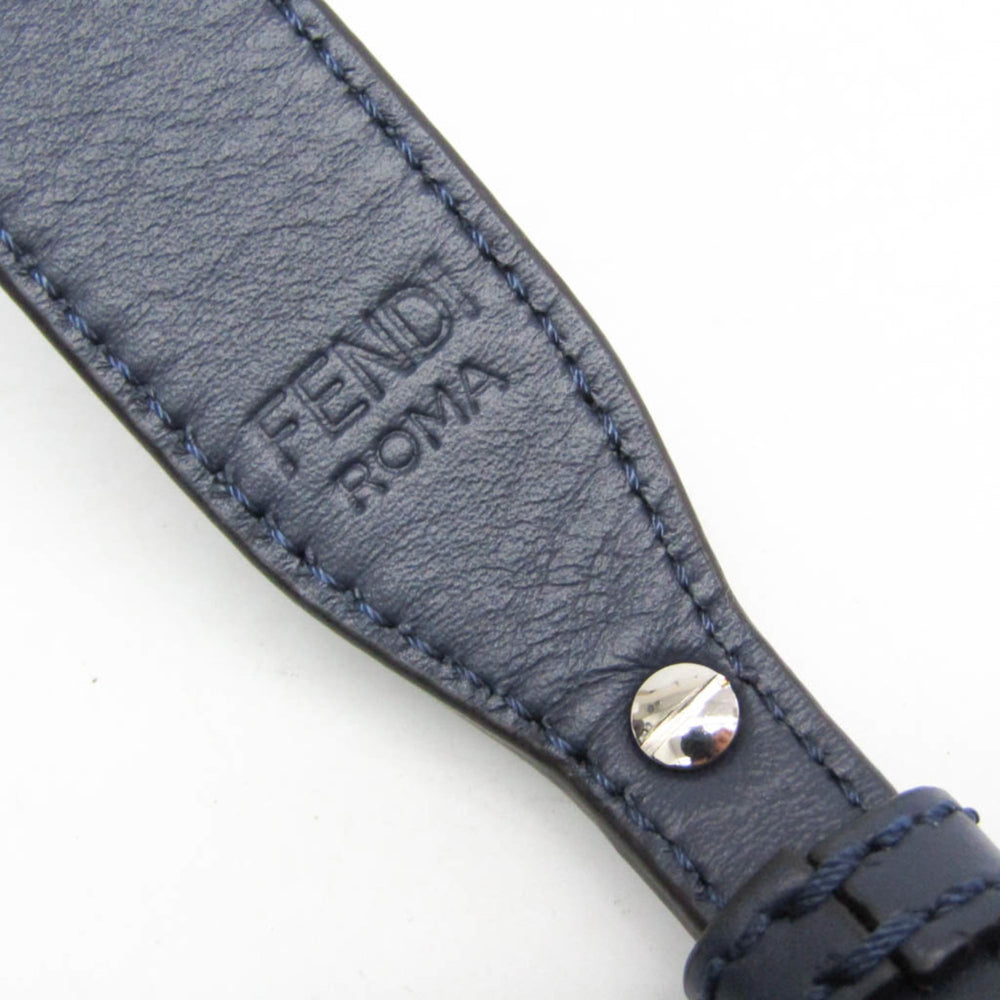 Fendi Flat Baguette Medium 7VA524 Women's Leather,Canvas Shoulder Bag Navy — Like New