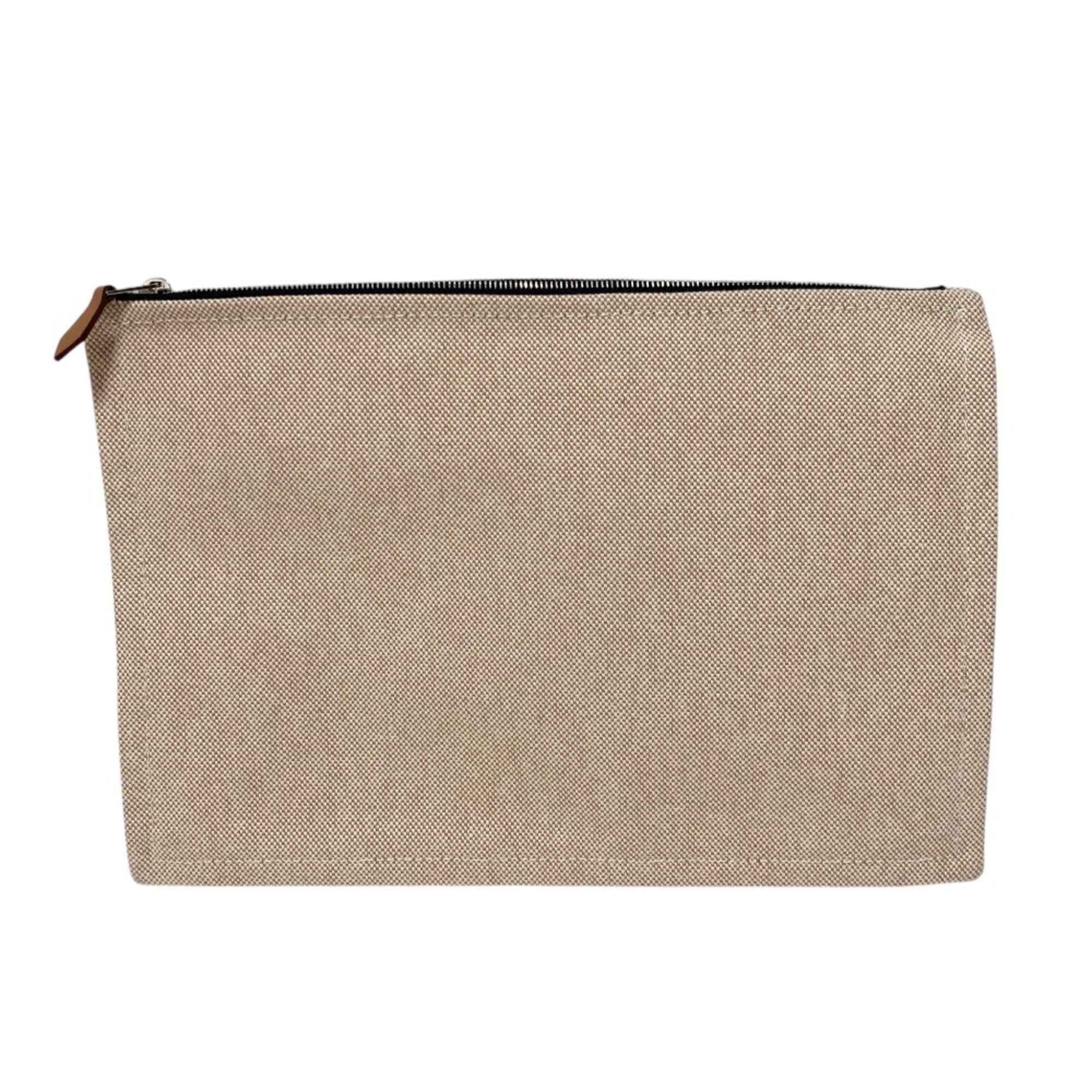 HERMES New Yachting GM Canvas Flat Pouch, Beige, Men's & Women's — Like New