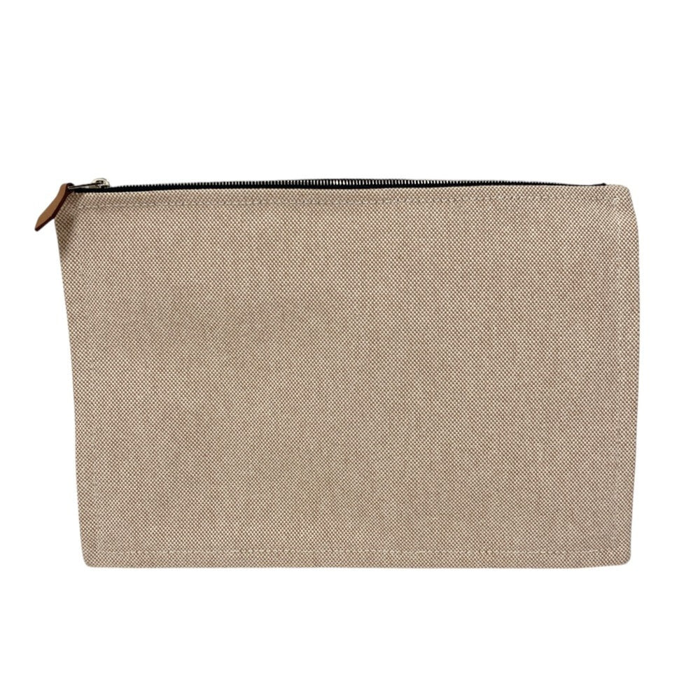 HERMES New Yachting GM Canvas Flat Pouch, Beige, Men's & Women's — Like New
