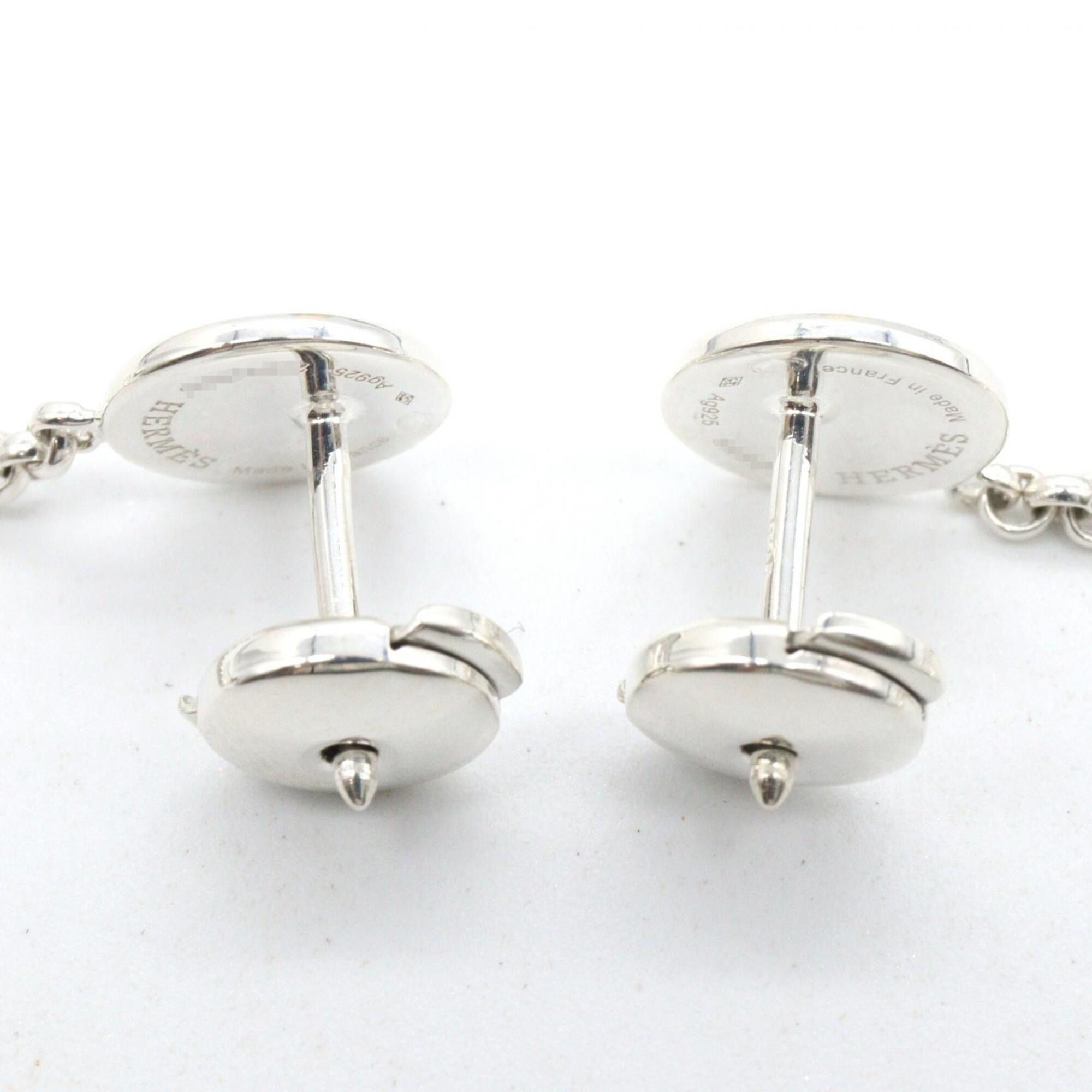Hermes Escribs Hoop Earrings, Sterling Silver 925, 18K Pink Gold (PG), Women's, Tone, Tone — Like New