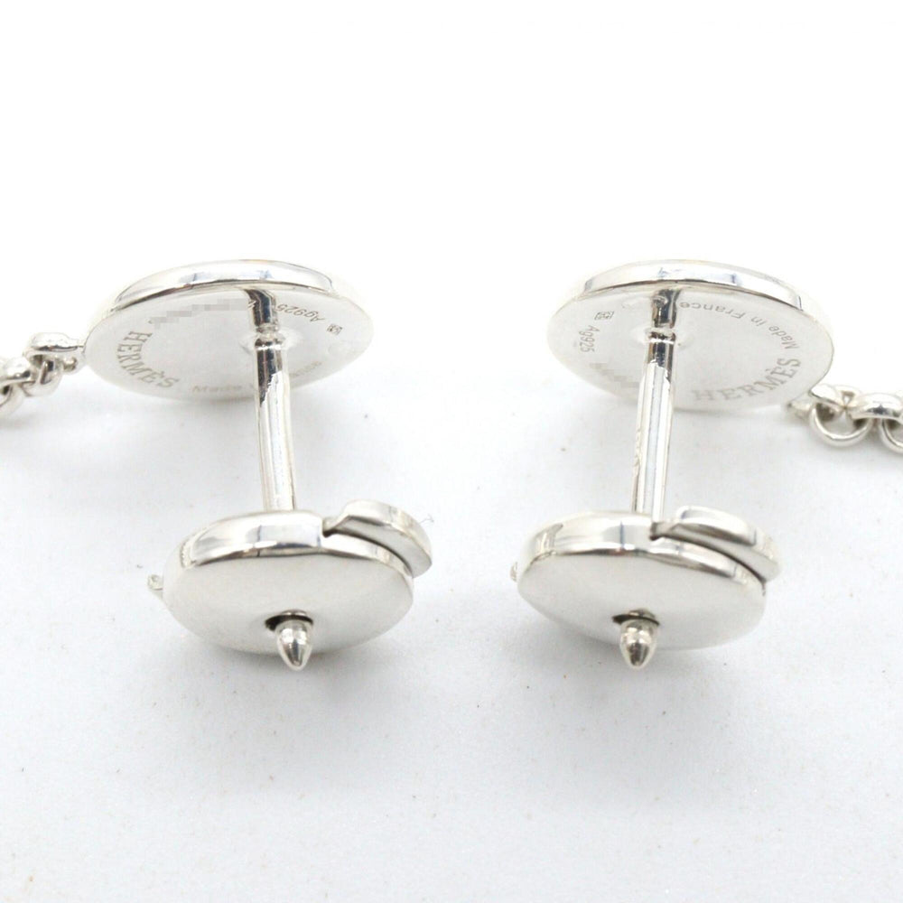 Hermes Escribs Hoop Earrings, Sterling Silver 925, 18K Pink Gold (PG), Women's, Tone, Tone — Like New