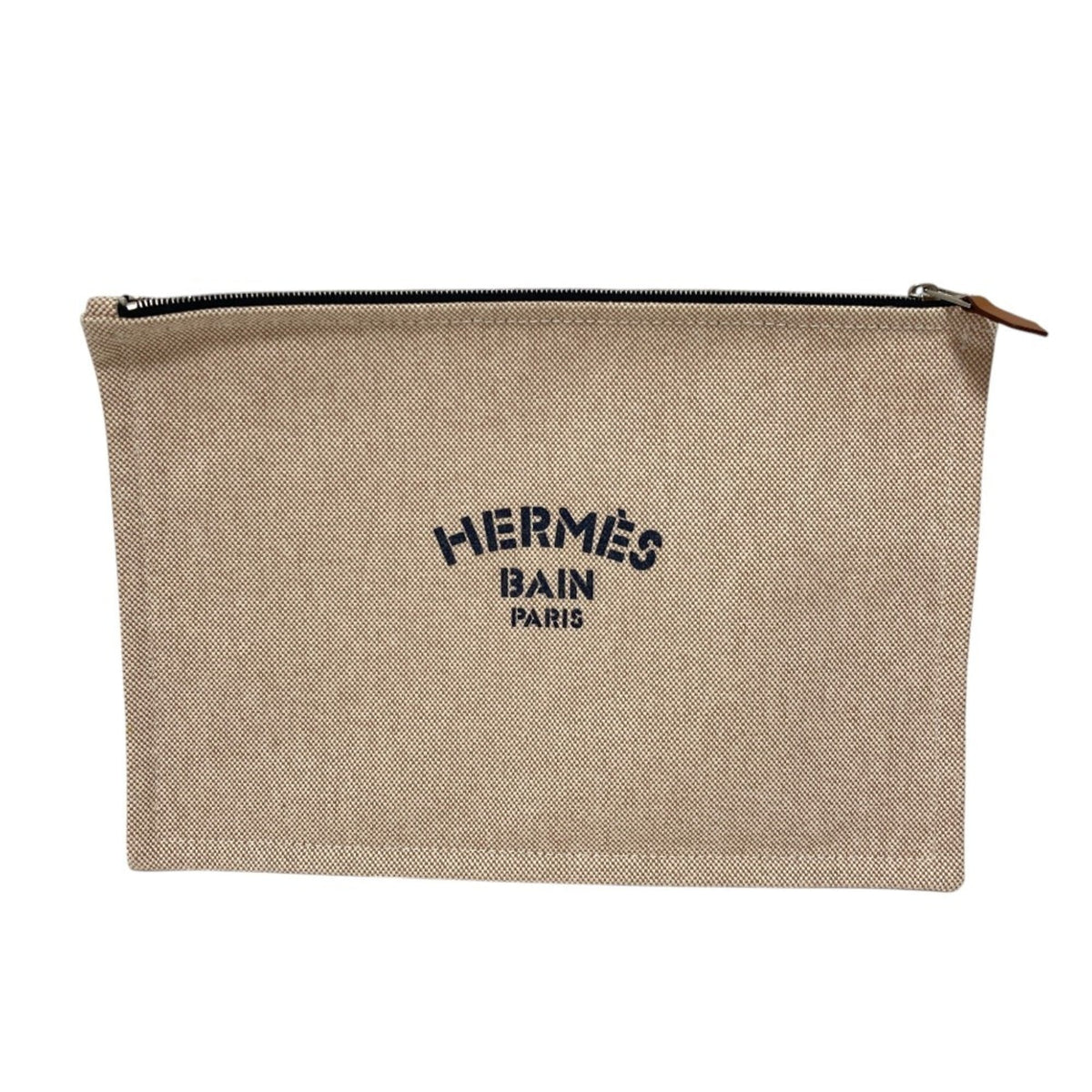 HERMES New Yachting GM Canvas Flat Pouch, Beige, Men's & Women's — Like New