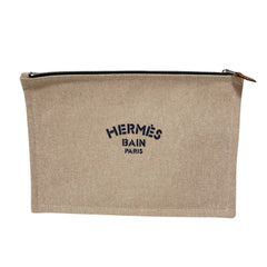 HERMES New Yachting GM Canvas Flat Pouch, Beige, Men's & Women's — Like New