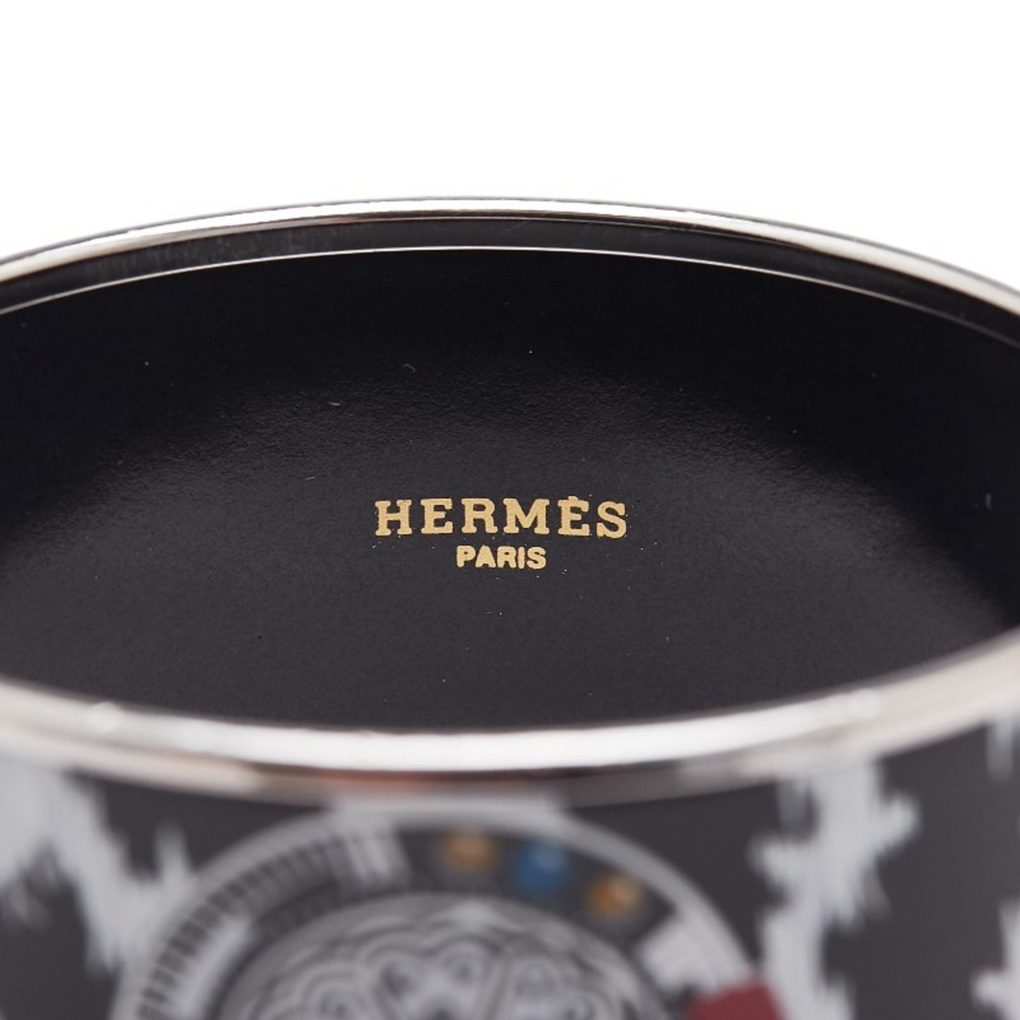 Hermes TGM enamel cloisonné bangle in silver and multicolored metal, women's.