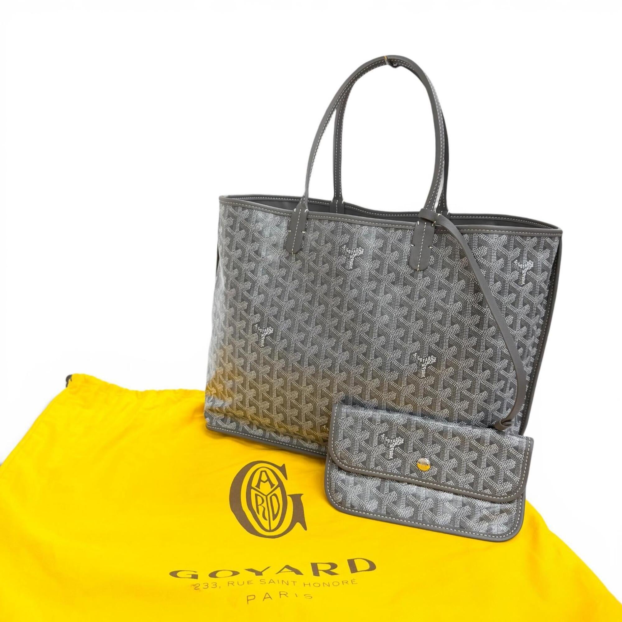 GOYARD Ange PM Tote Bag, Goyardine Canvas with Leather Accents, Comes Pouch, Grey, Made in France, Women's, Includes Dust Bag — Like New