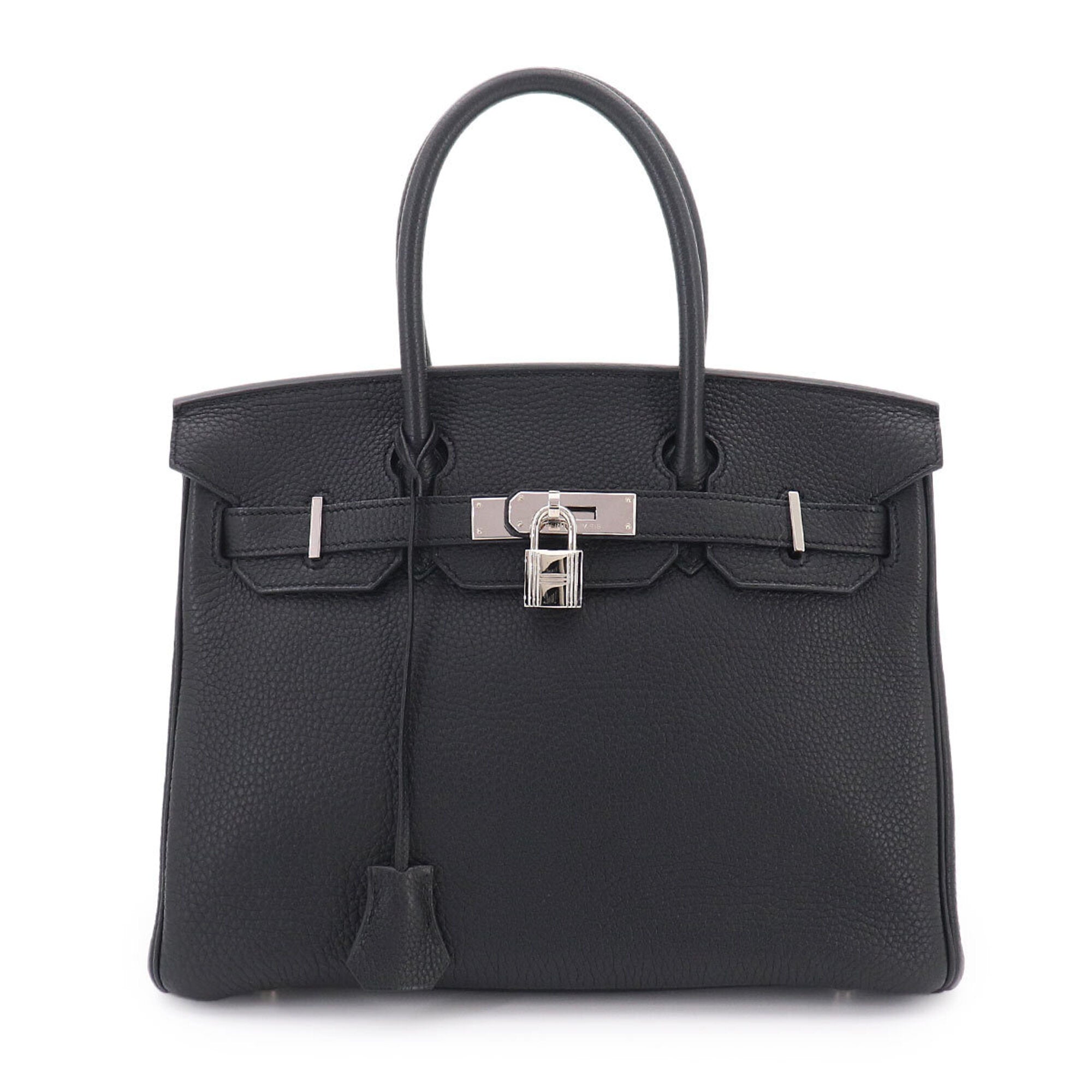 Hermes Birkin 30 Togo Black Handbag □P Stamp Silver Hardware — Like New