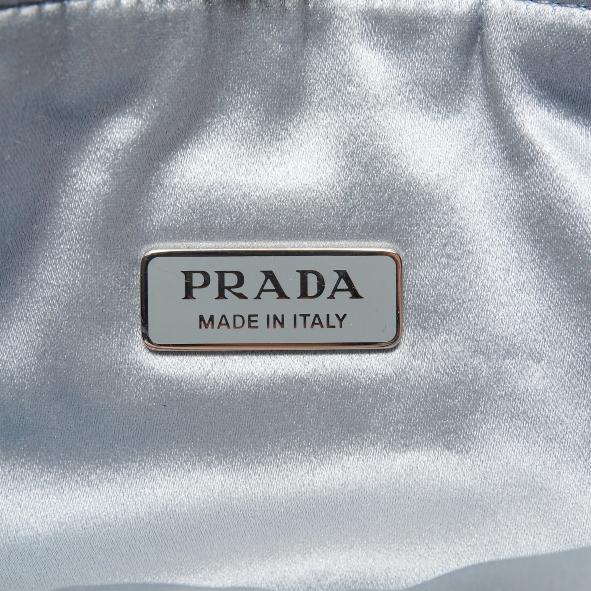 Prada Rhinestone Satin Crystal Triangle 2-Way Shoulder Bag in Blue