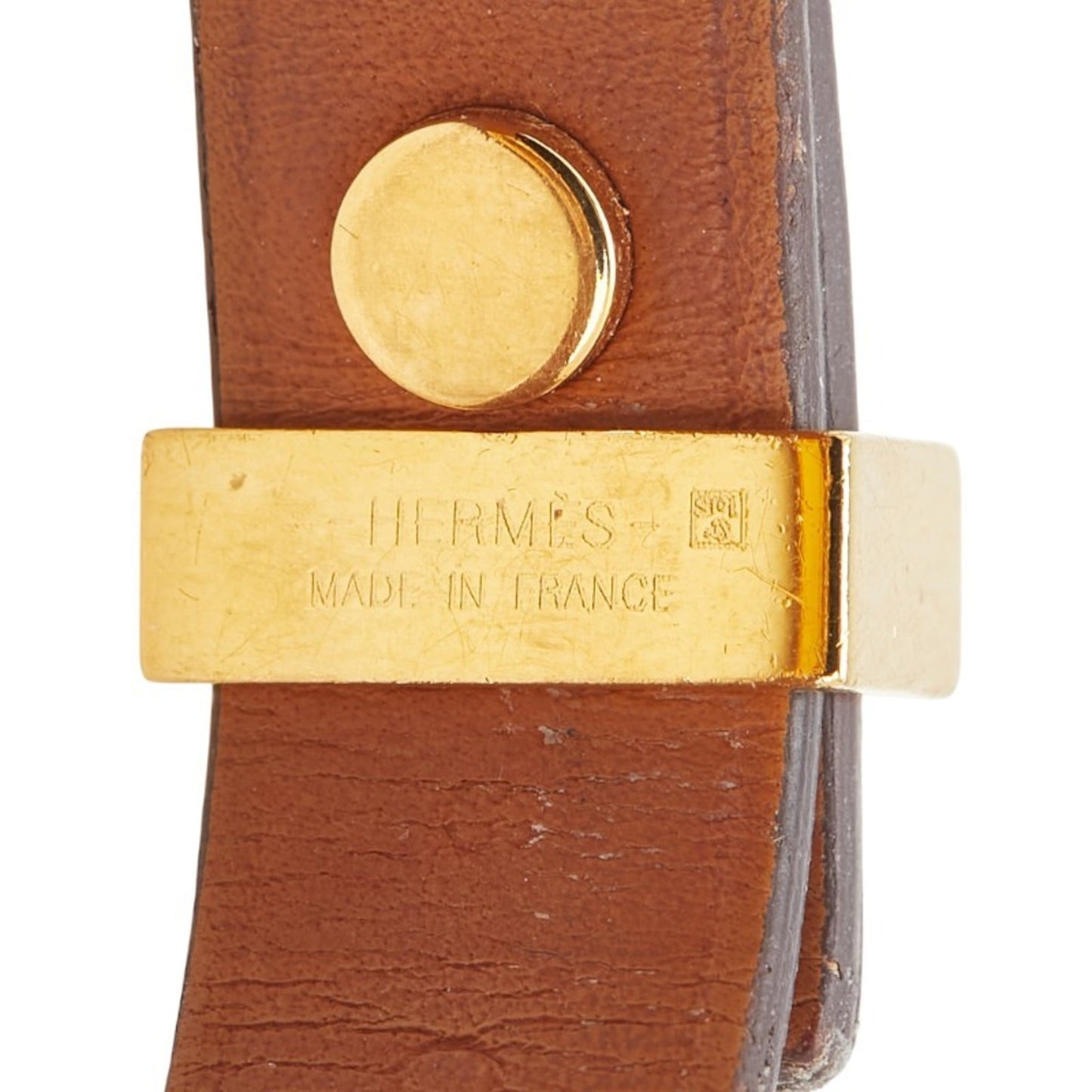 Hermes Hermès Asdecourt Bracelet in Off-White Gold with Swift Leather Plated for Women