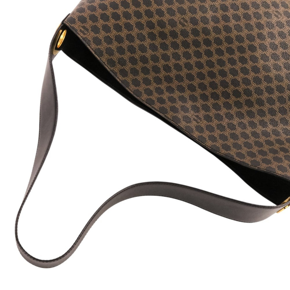 CELINE Vintage Macadam Pattern One-Shoulder Bag, Brown & Black, Women's — Like New
