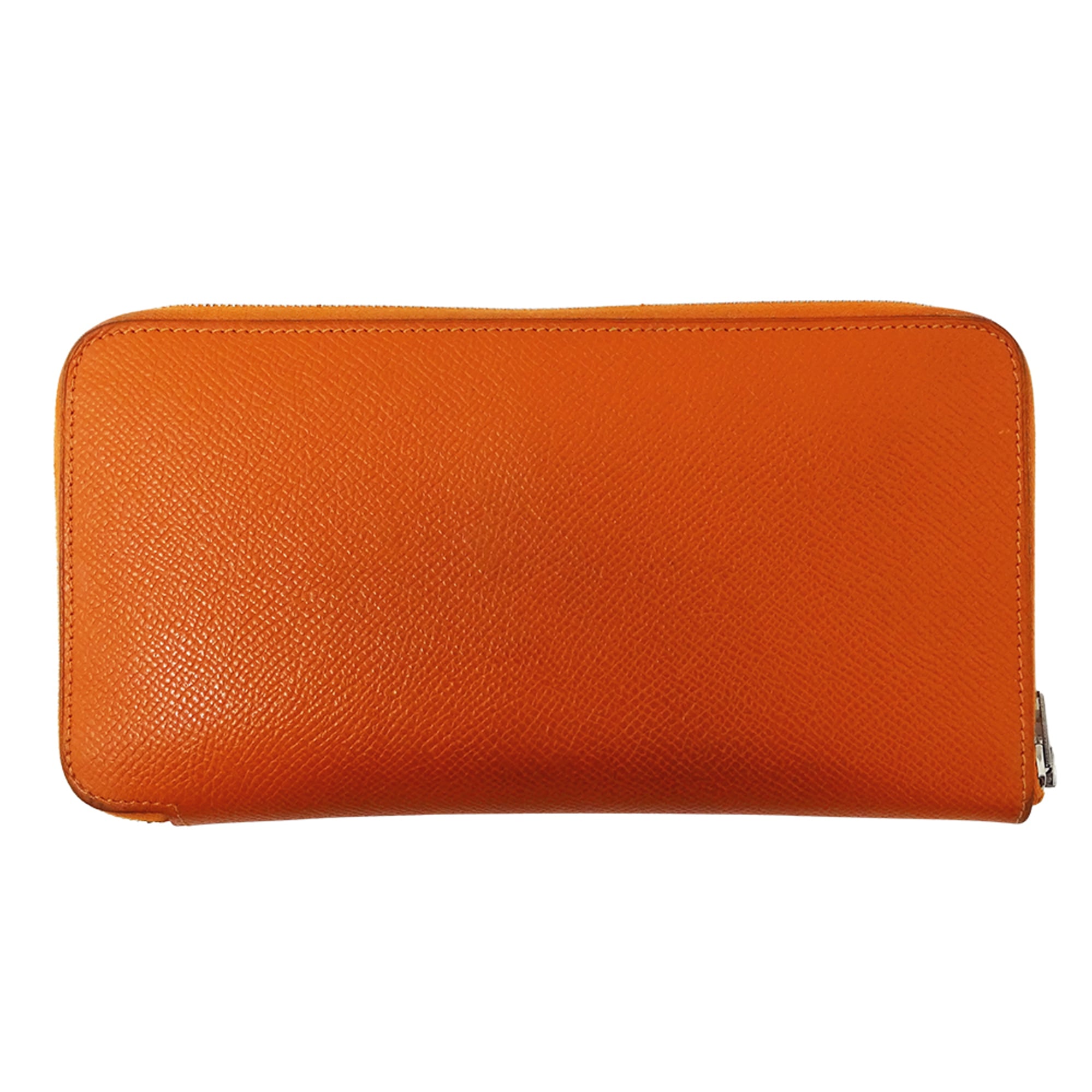 Hermes Hermès Women's Azap Silkin Classic Long Wallet in Epsom Leather, Orange, Silver Hardware, Round Zipper, R Stamp