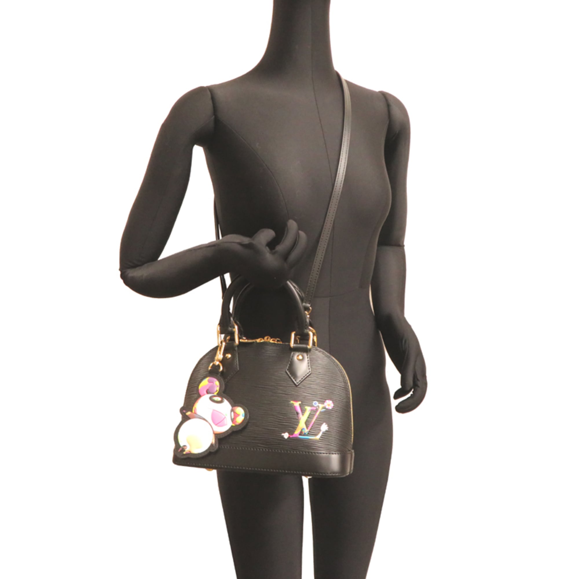 Louis Vuitton Alma BB Takashi Murakami Collaboration Women's Handbag M13670 Epi Noir (Black) — Like New