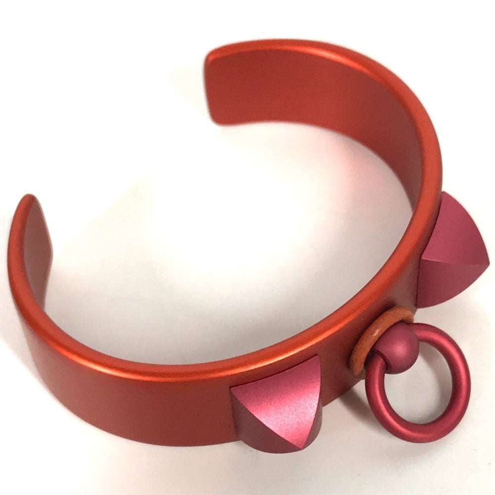 HERMES Collier de Chien Medor Sunset Bracelet Bangle, Aluminum, Women's, Orange, Like New — Like New
